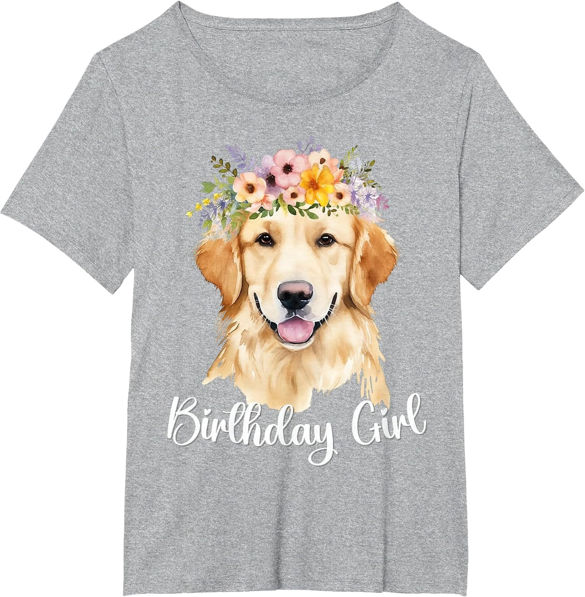Dog Birthday Girl Golden Retriever Mom Birthday Party Outfit T-Shirt - Heather Grey