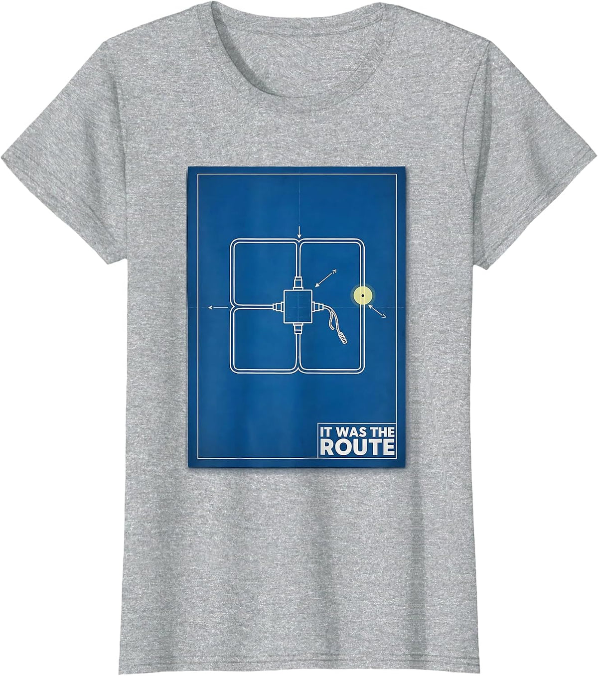 It Was The Route Funny Electrician Retirement Humor T-Shirt - Heather Grey