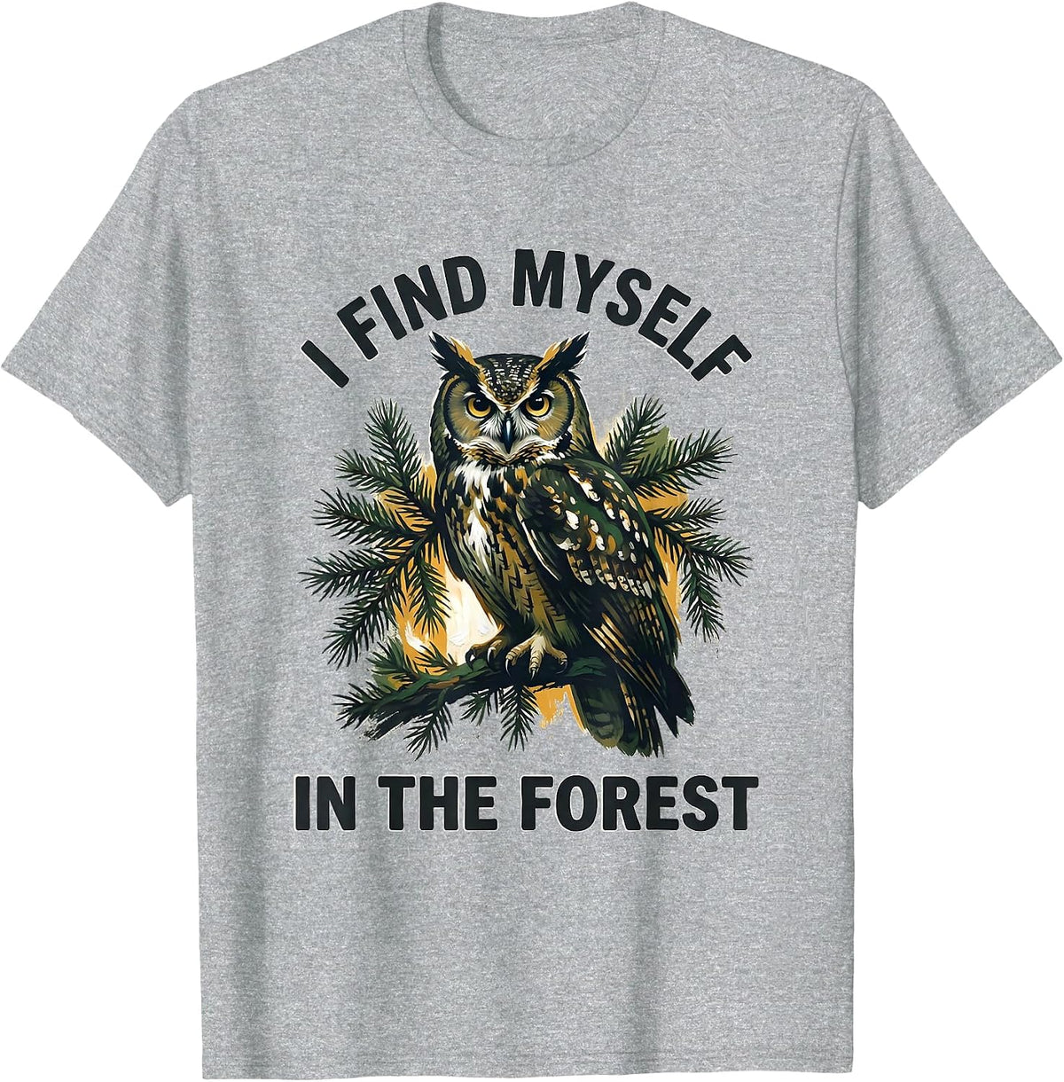 Men's I Find Myself In The Forest Retro Nature Wildlife Forest T-Shirt - Heather Grey
