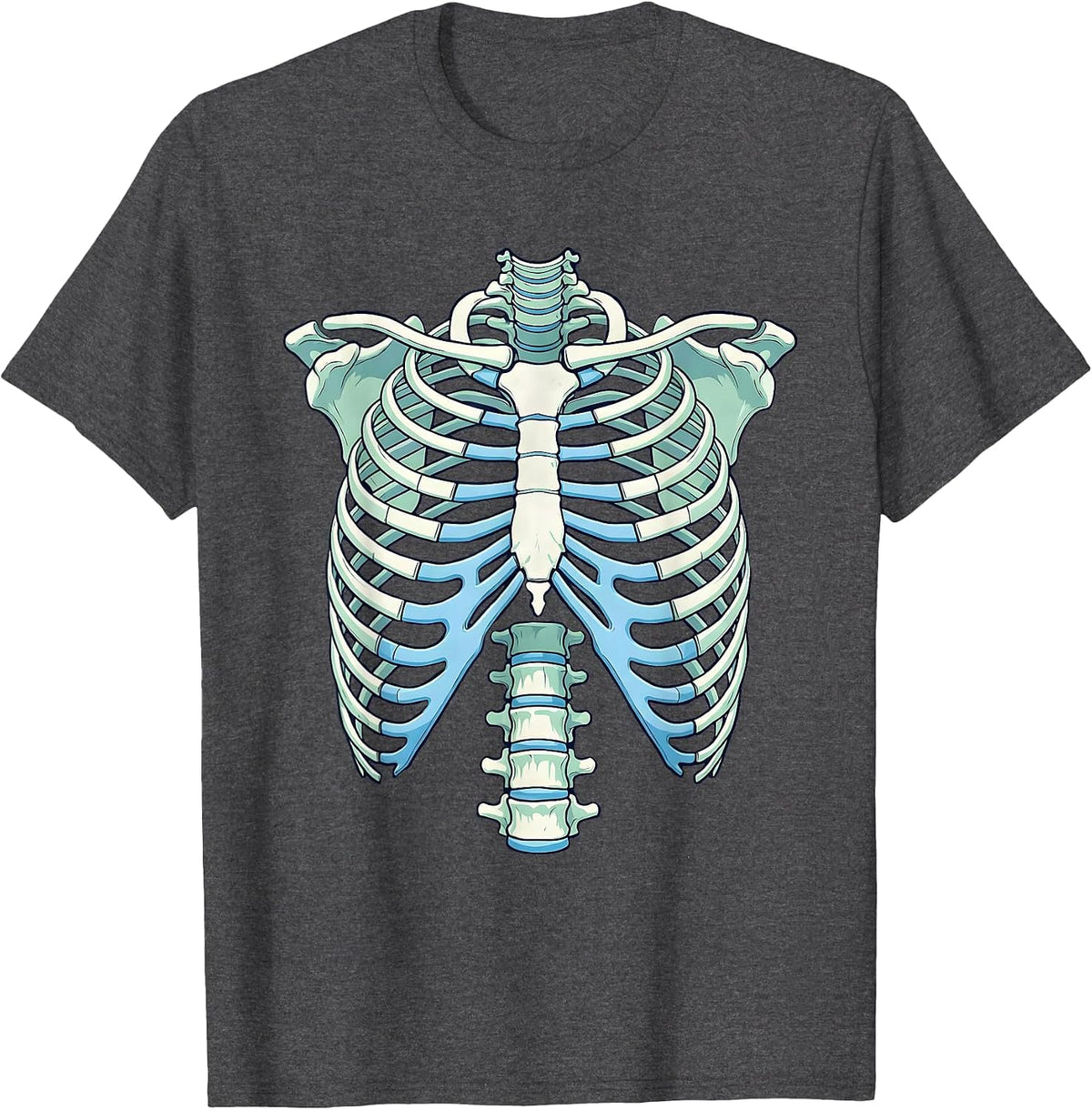 Men's Ribcage X-Ray Glow Radiology Graphic T-Shirt - Dark Heather Grey