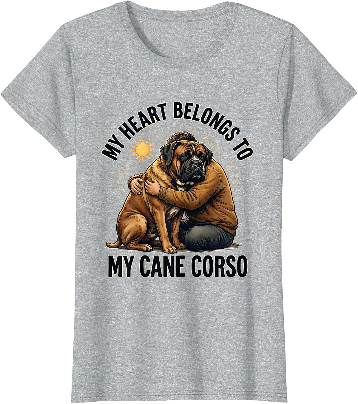 My Heart Belongs To My Cane Corso Funny Dog Owner Breed T-Shirt - Heather Grey