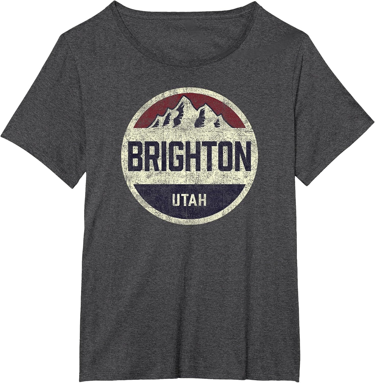 Vintage Retro Brighton Utah Mountain Circle Ski Souvenir T-Shirt - Dark Heather Grey