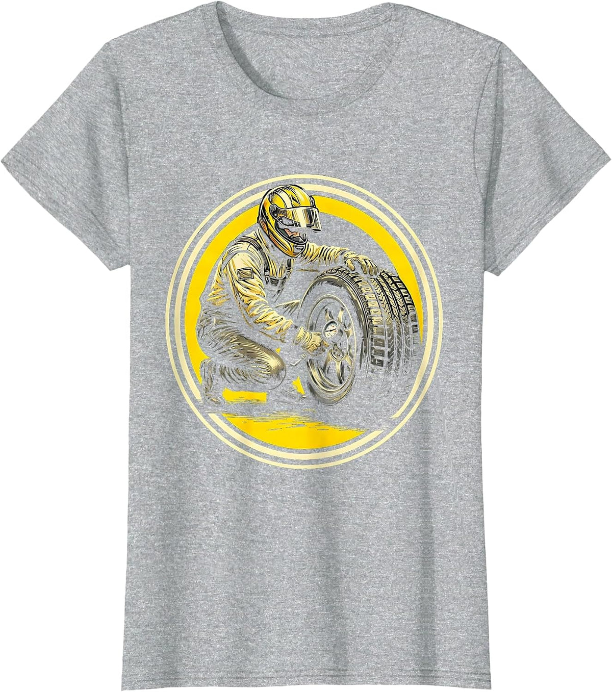 Women's Pit Crew Mechanic Tire Pressure Check Graphic T-Shirt - Heather Grey