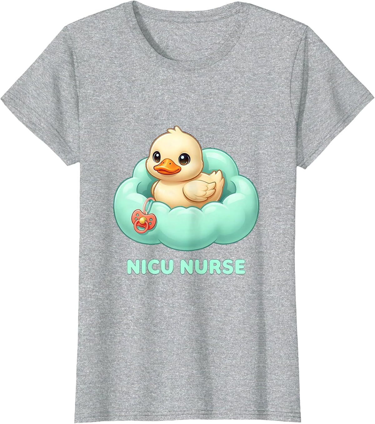 NICU Nurse Cute Kawaii Duckling Pediatric Nurse Practitioner T-Shirt - Heather Grey