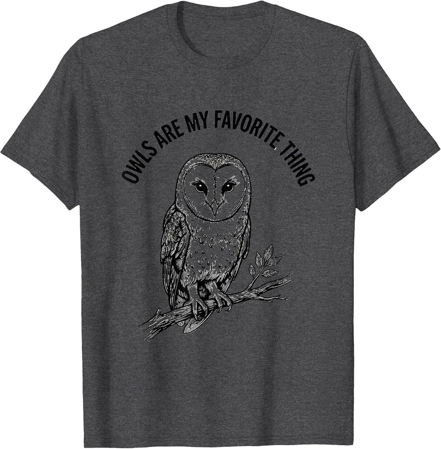 Men's Owls Are My Favorite Thing Funny Owl Lover Birdwatcher Humor T-Shirt - Dark Heather Grey
