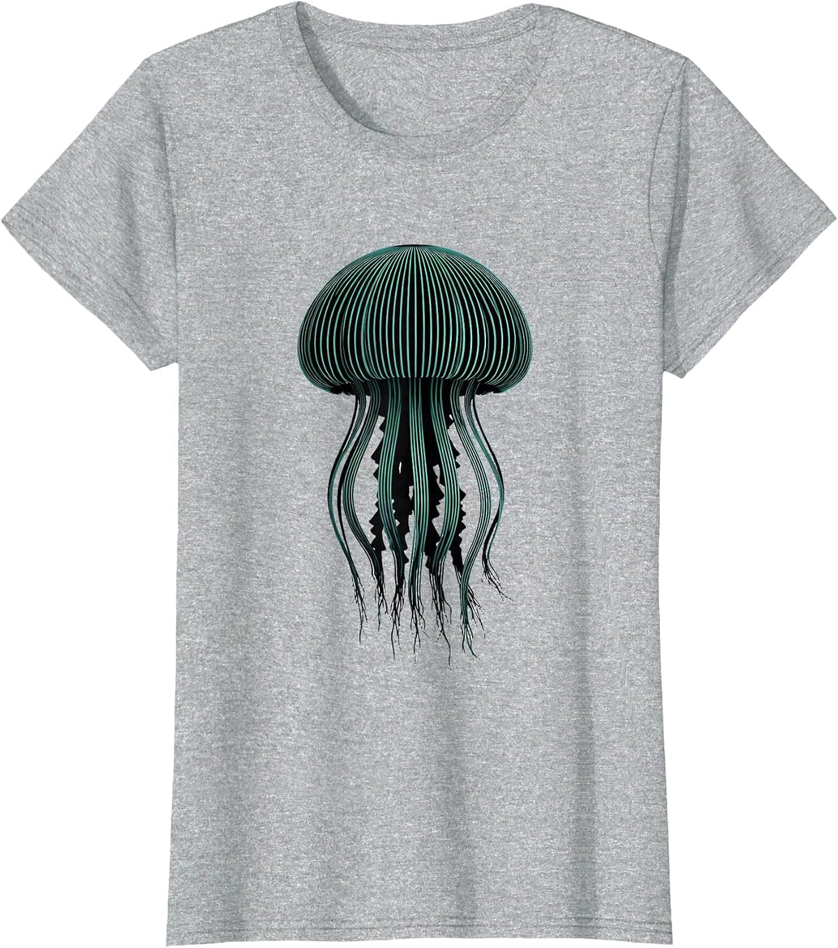 Jellyfish Bell Cute Kawaii Sea Creature Illustration T-Shirt - Heather Grey