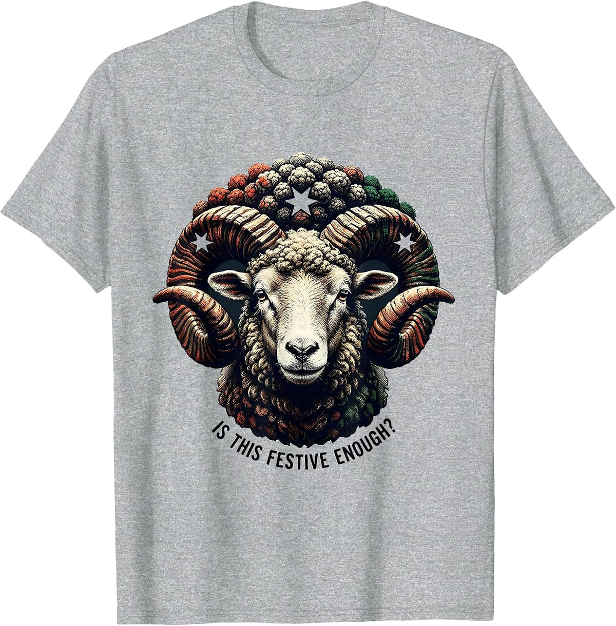 Men's Is This Festive Enough Grumpy Sheep Christmas Humor Novelty T-Shirt - Heather Grey