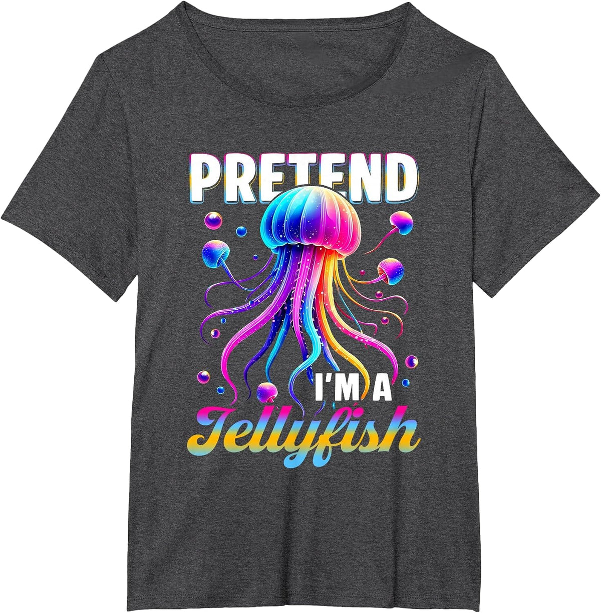 Pretend I'm A Jellyfish Ocean Themed Tentacles Costume T-Shirt - Dark Heather Grey