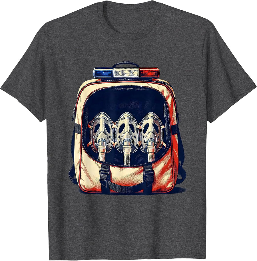 Men's Paramedic Jump Bag Airway Masks EMT Crew Humor T-Shirt - Dark Heather Grey