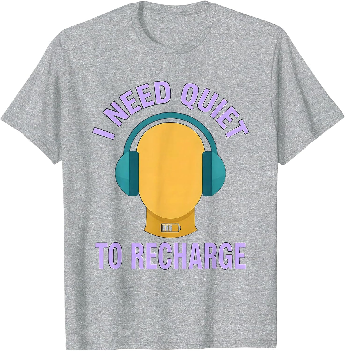 Men's I Need Quiet To Recharge Funny Autistic ADHD Meme Humor T-Shirt - Heather Grey