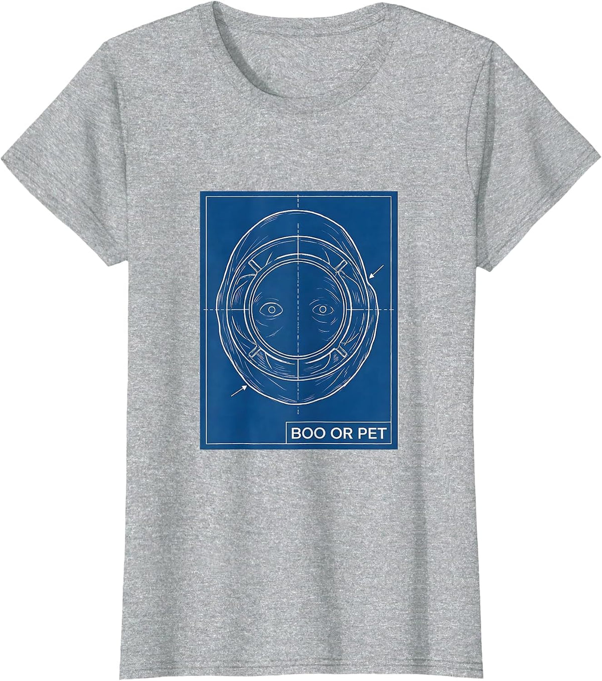 Women's Boo Or PET Technical Blueprint Radiology Tech Halloween T-Shirt - Heather Grey