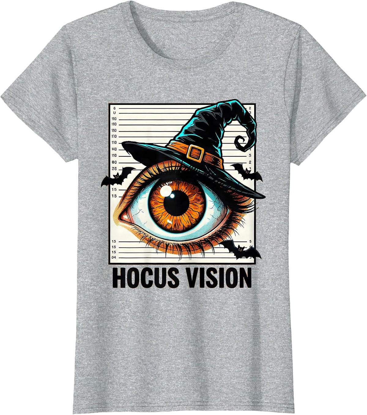 Women's Hocus Vision Pop Art Halloween Optometrist Eye Doctor T-Shirt - Heather Grey