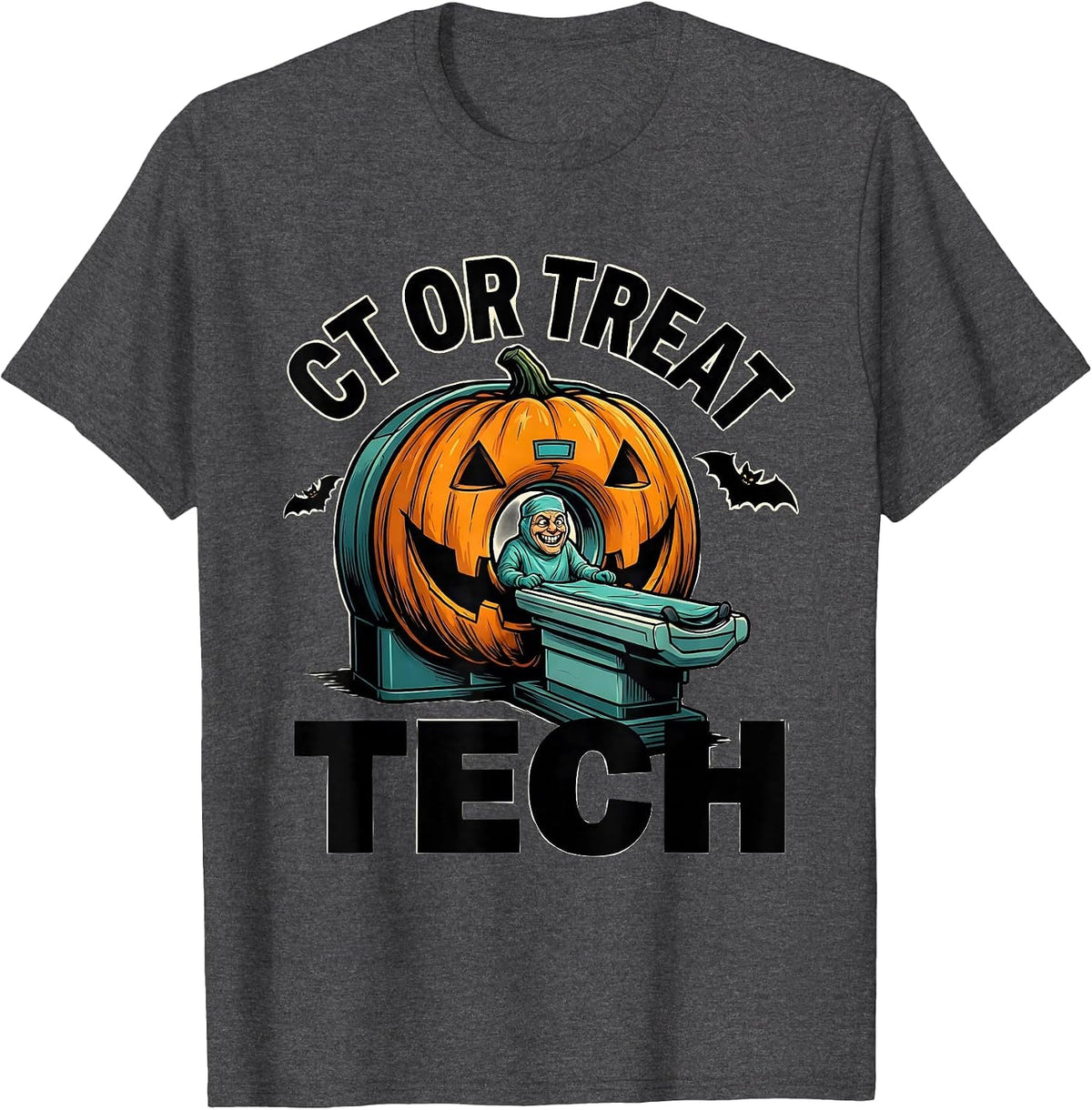 CT Or Treat Tech Funny Radiologic Technologist Halloween T-Shirt - Dark Heather Grey