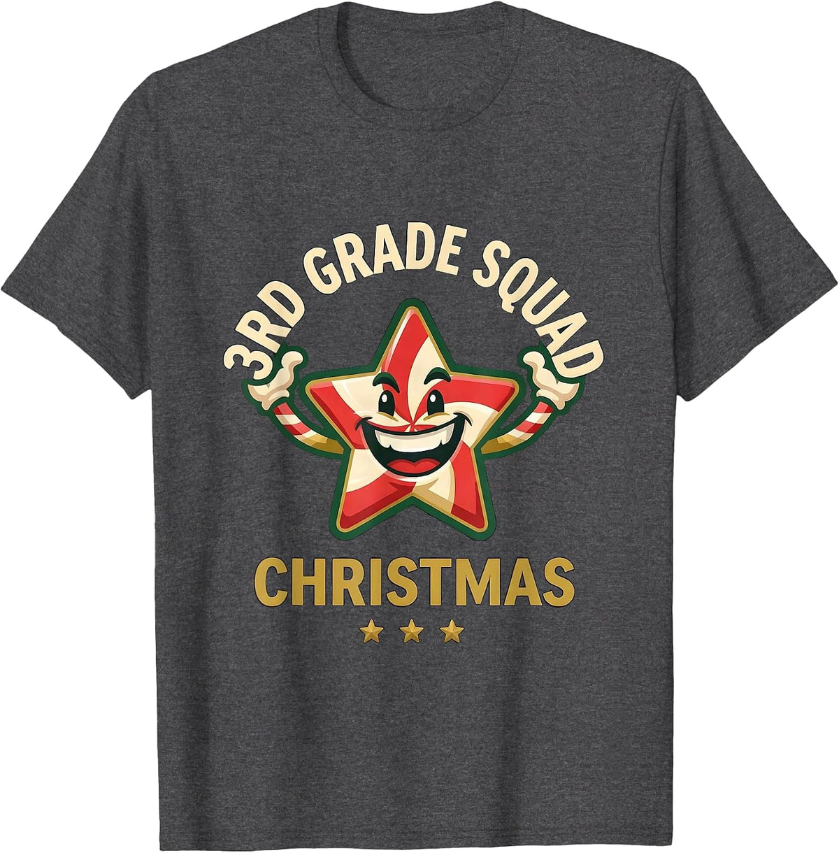 Men's 3rd Grade Squad Christmas Teacher Humor Christmas Party T-Shirt - Dark Heather Grey