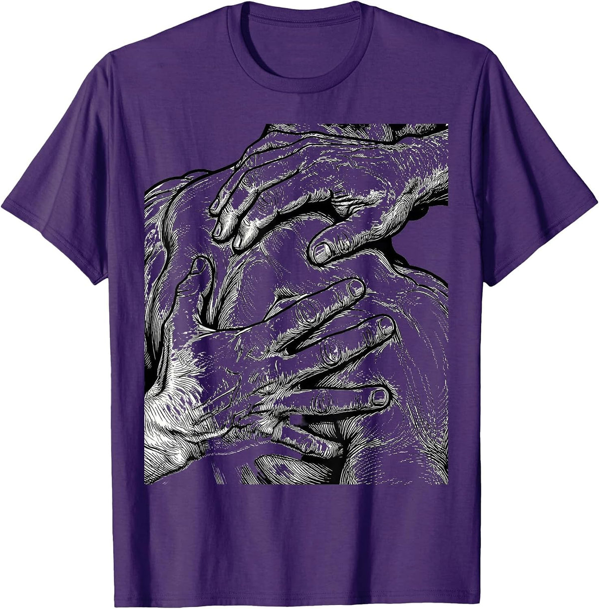 Men's Physical Therapy Shoulder Massage Illustration T-Shirt - Purple