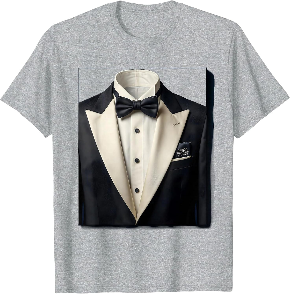 Men's Tuxedo Weather All Year Formal Style Design T-Shirt - Heather Grey