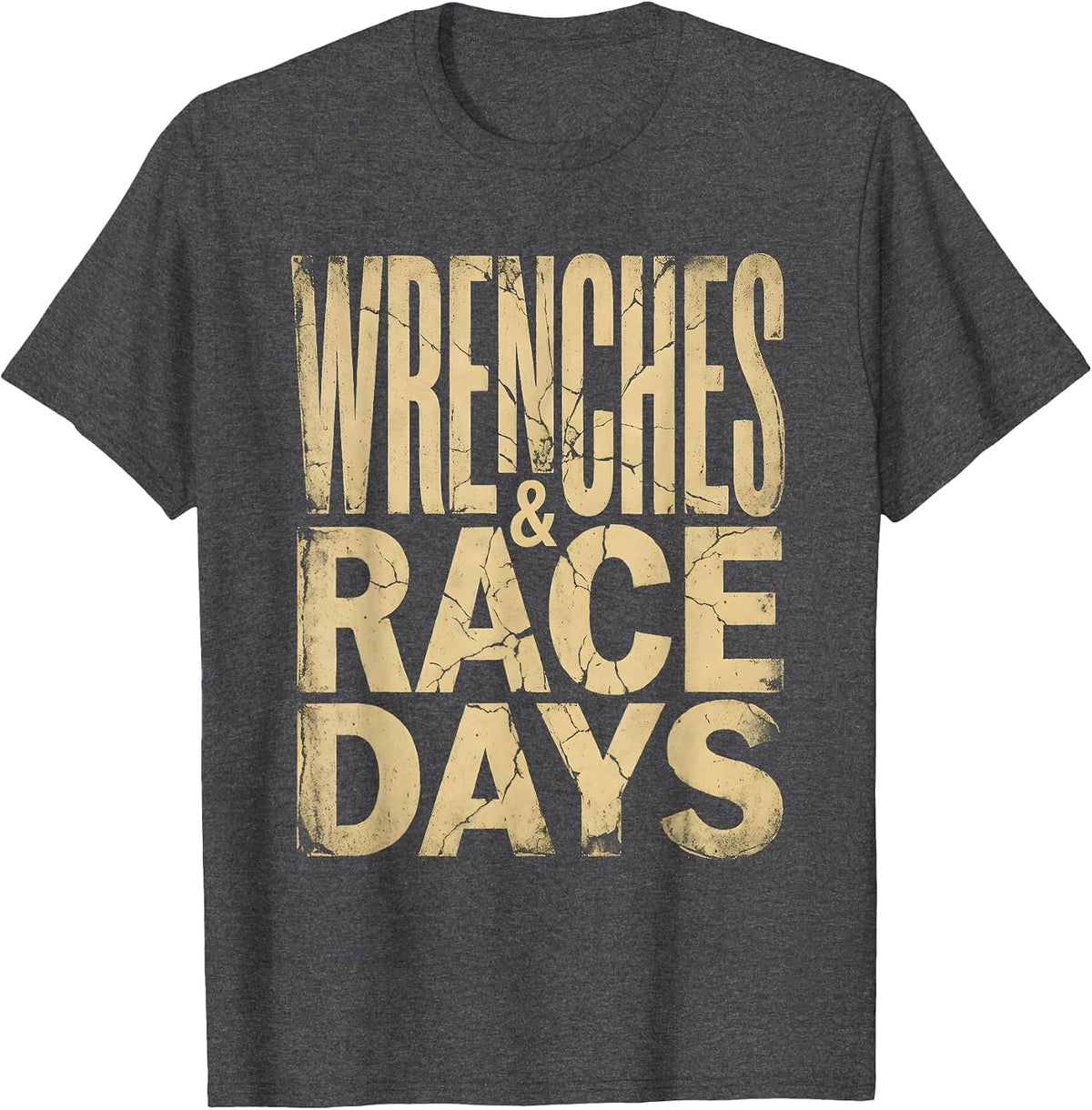 Men's Wrenches and Race Days Pit Crew Design T-Shirt - Dark Heather Grey