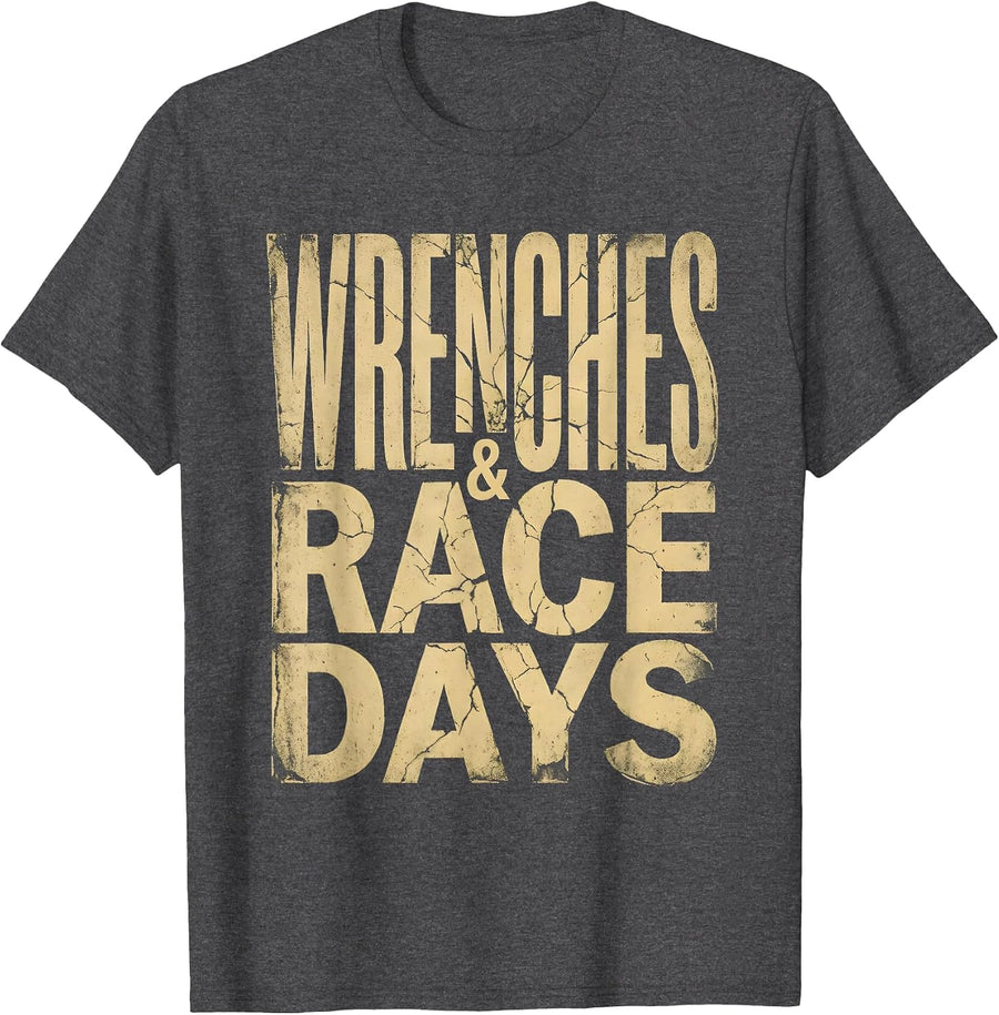 Men's Wrenches and Race Days Pit Crew Design T-Shirt - Dark Heather Grey