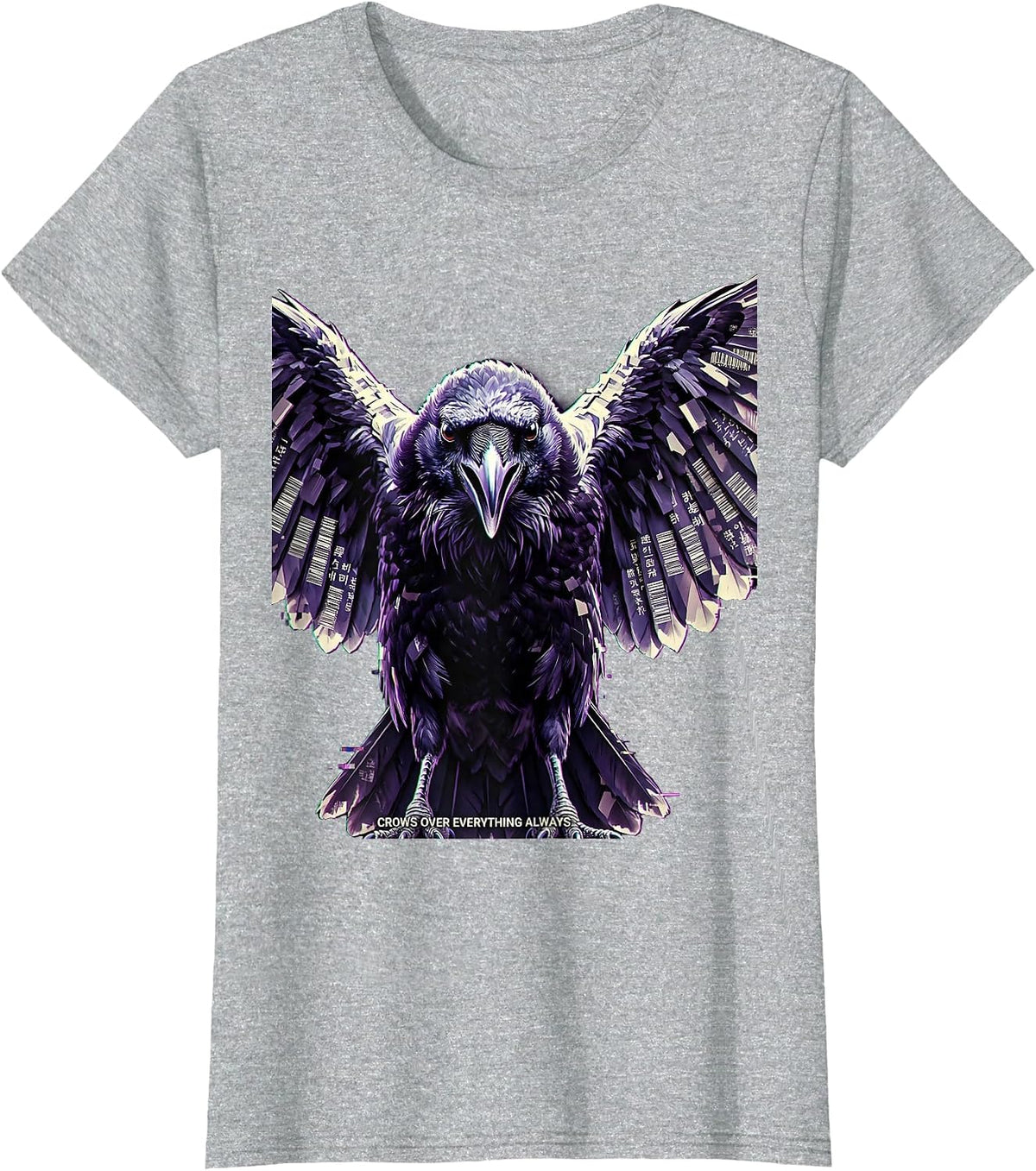 Women's Crows Over Everything Always Bold Crow Design T-Shirt - Heather Grey