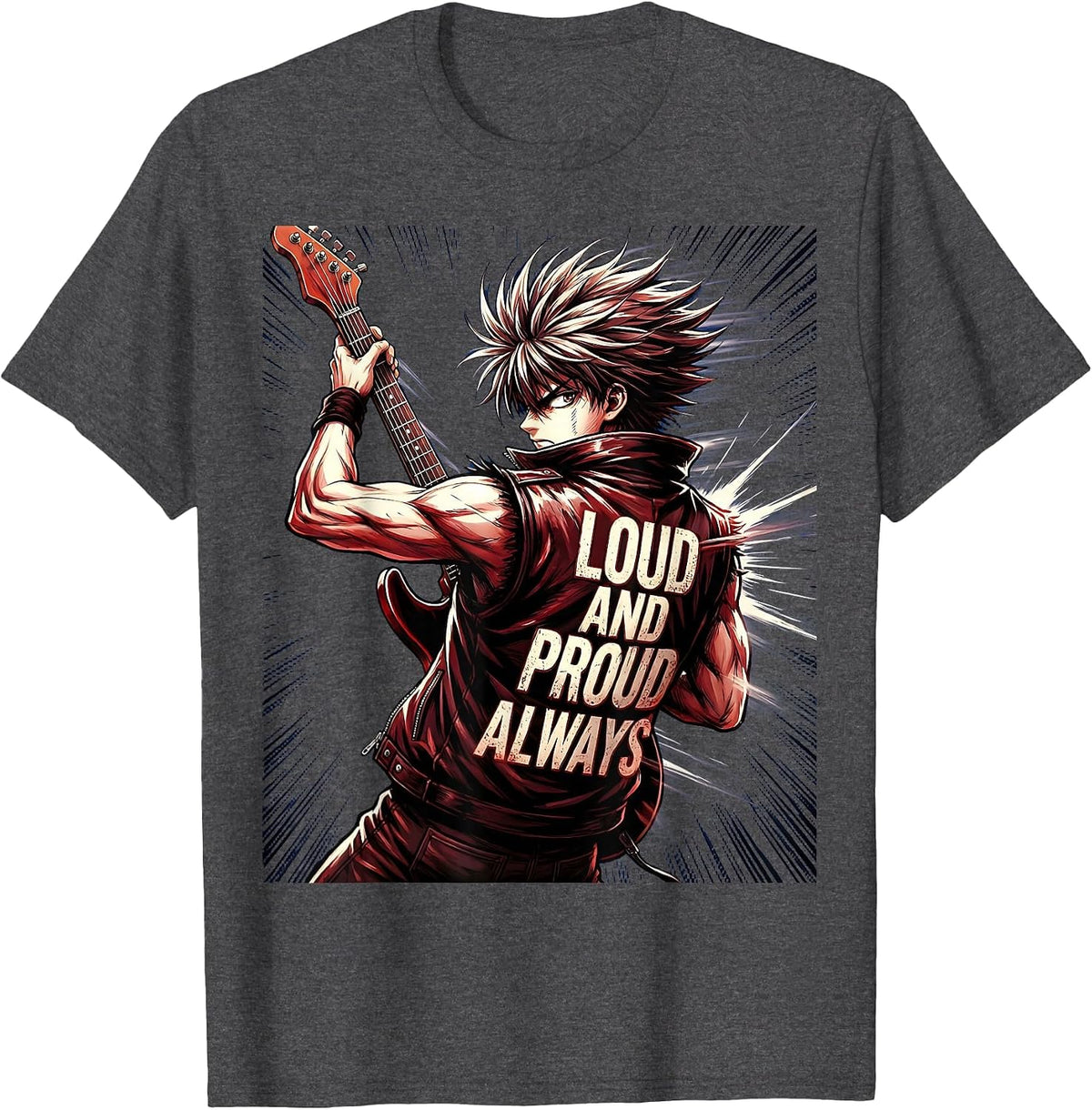 Loud and Proud Always Rock Band Music Design T-Shirt - Dark Heather Grey