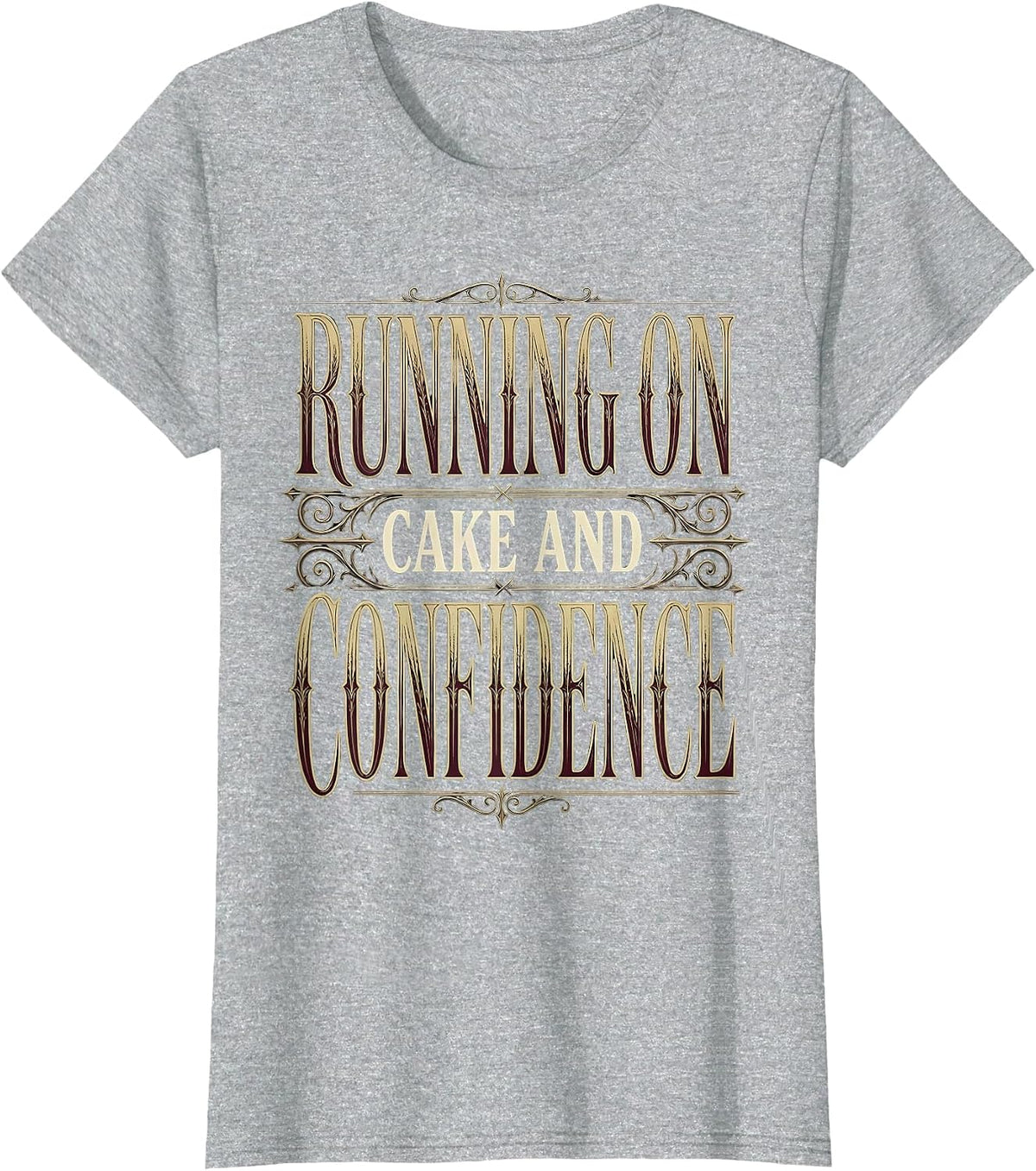 Running on Cake and Confidence Birthday Design T-Shirt - Heather Grey