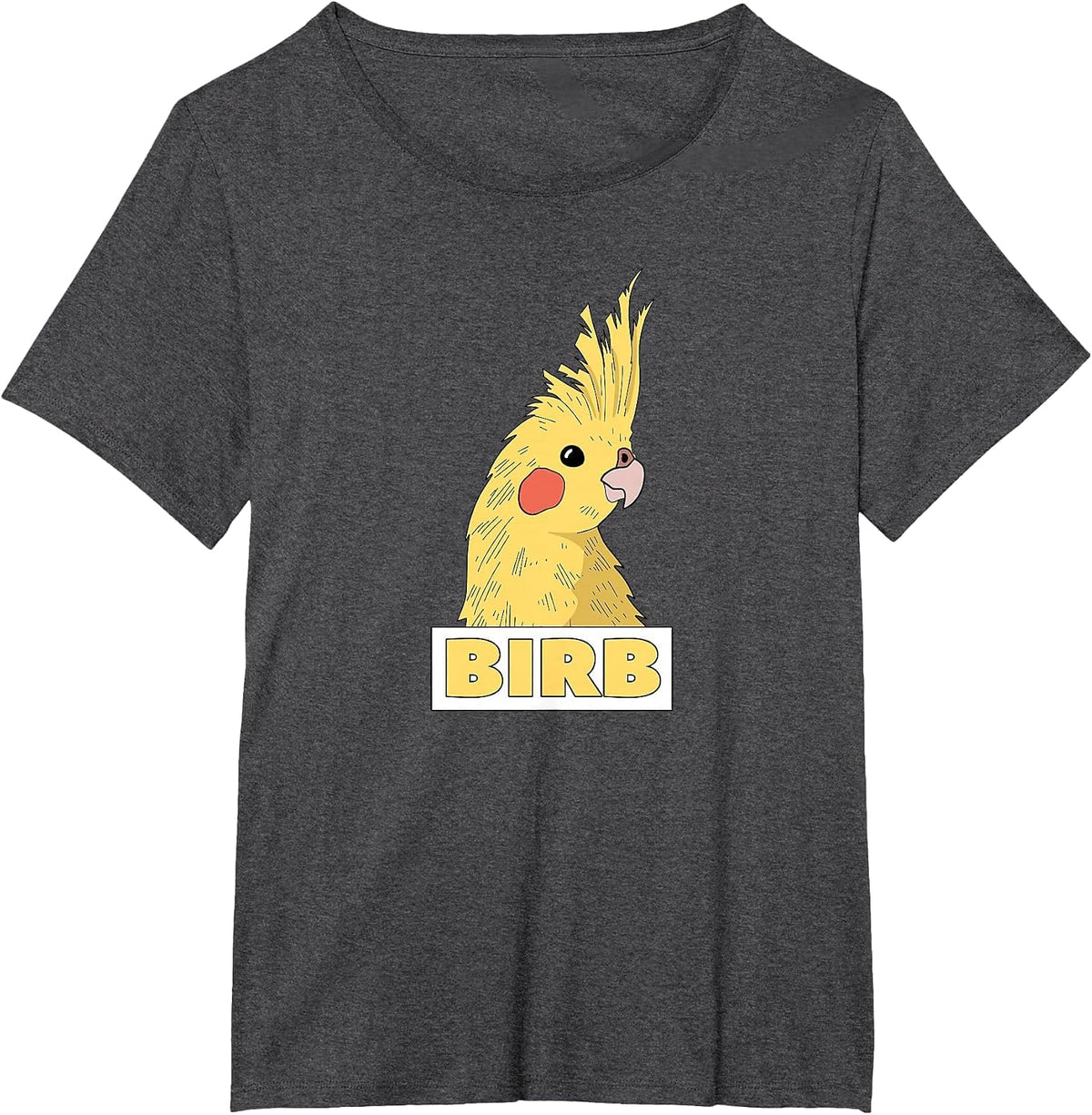 Birb Yellow Cockatiel Bird Lover T-Shirt - Dark Heather Grey