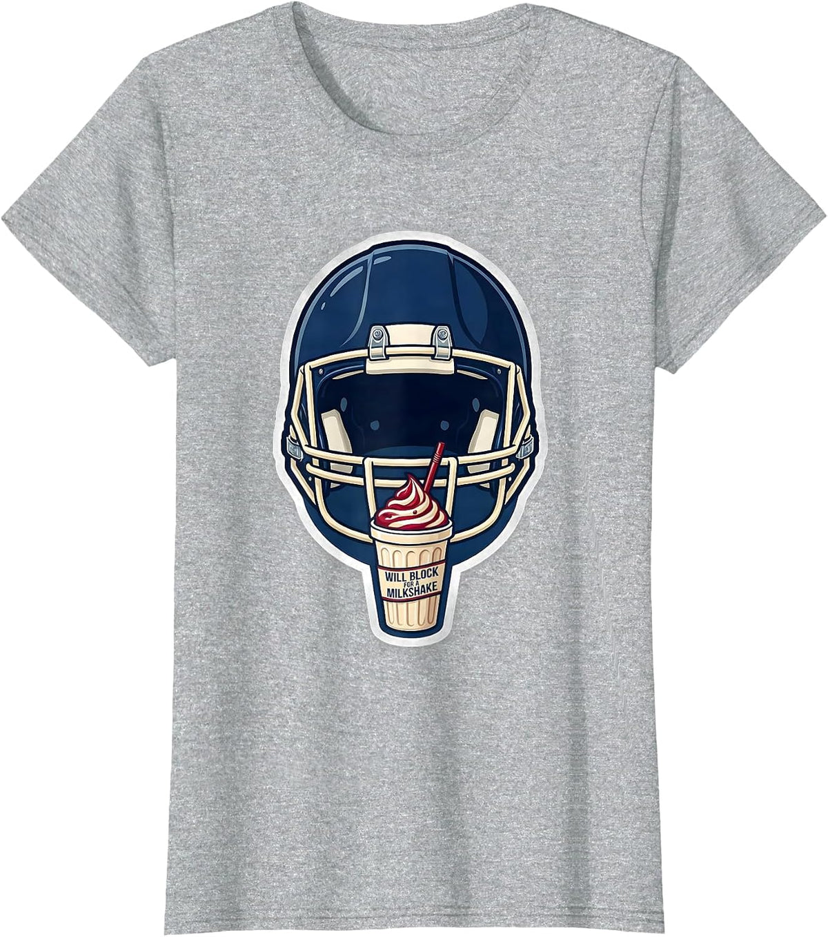 Will Block For A Milkshake Funny Football Lineman Offensive T-Shirt - Heather Grey