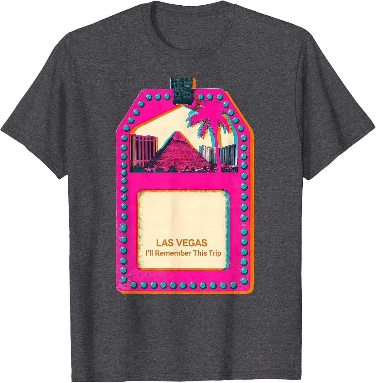 Las Vegas, I’ll Remember This Trip Risograph Vacation T-Shirt - Dark Heather Grey