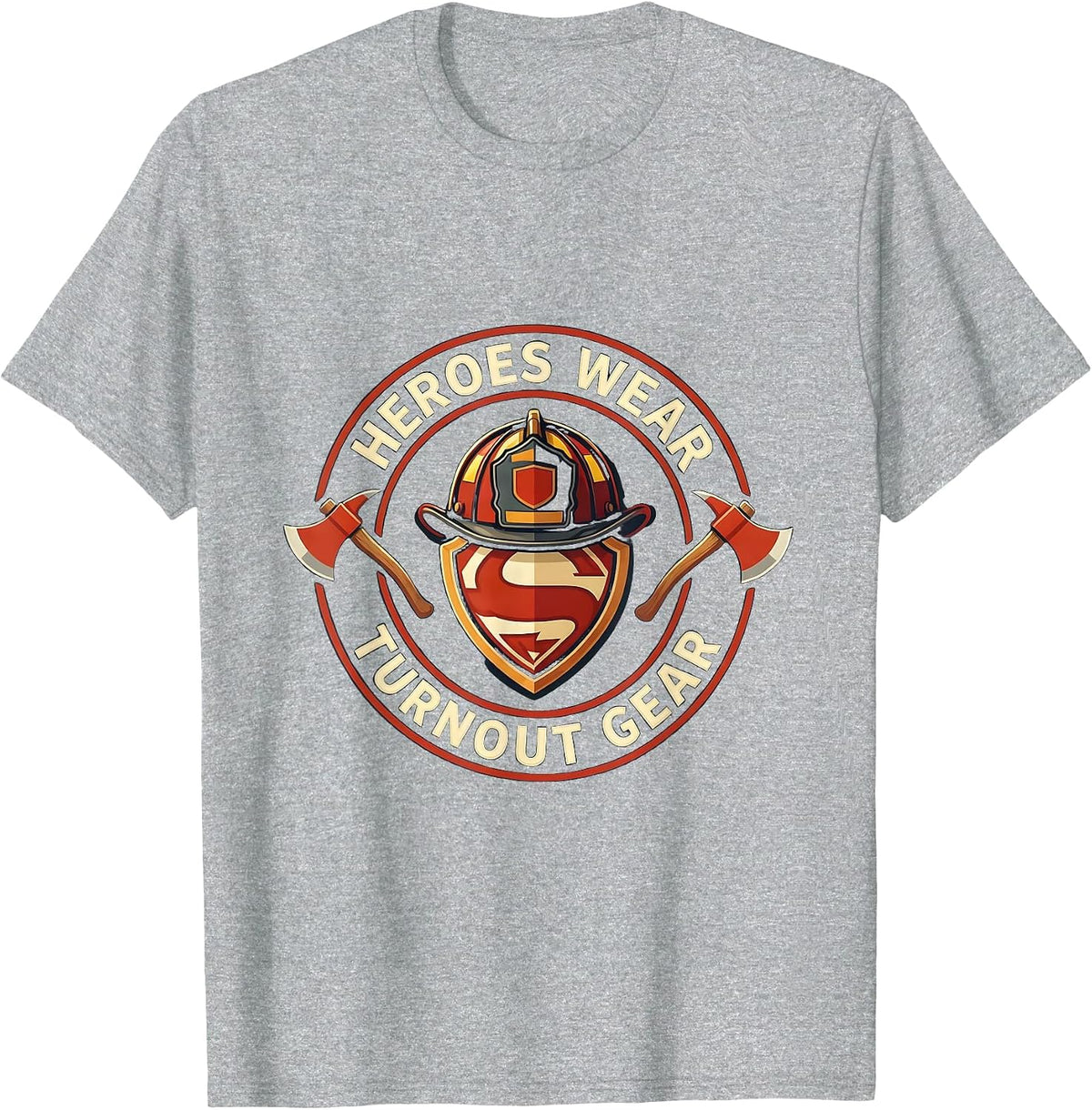 Men's Heroes Wear Turnout Gear Firefighter Design T-Shirt - Heather Grey