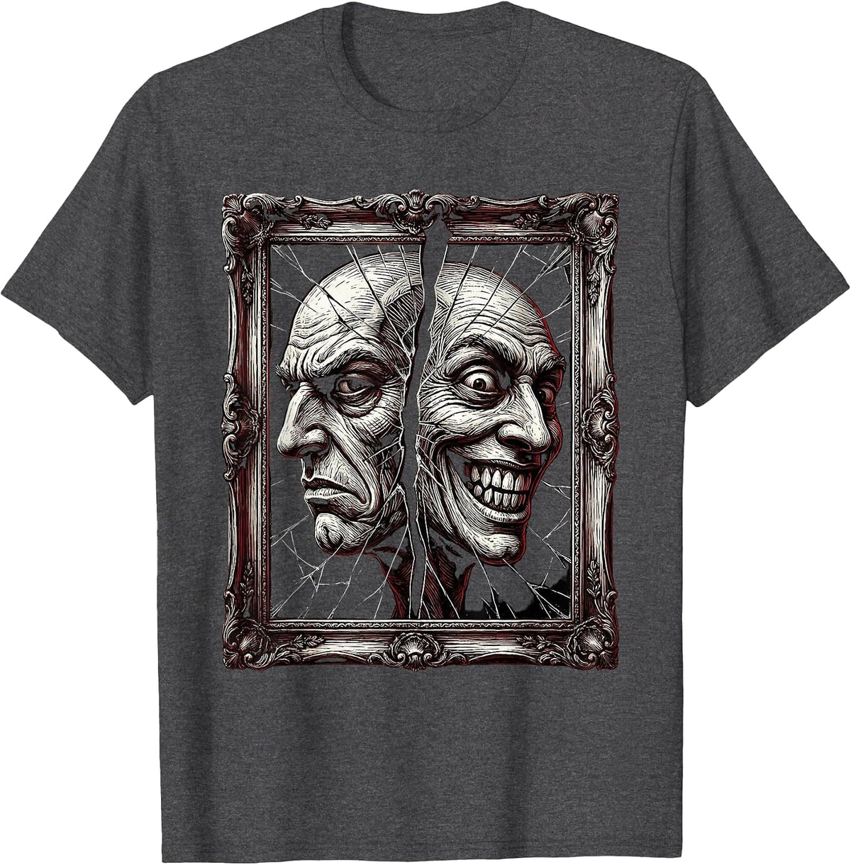 Big Brother Smiling Reflection Graphic Design T-Shirt - Dark Heather Grey
