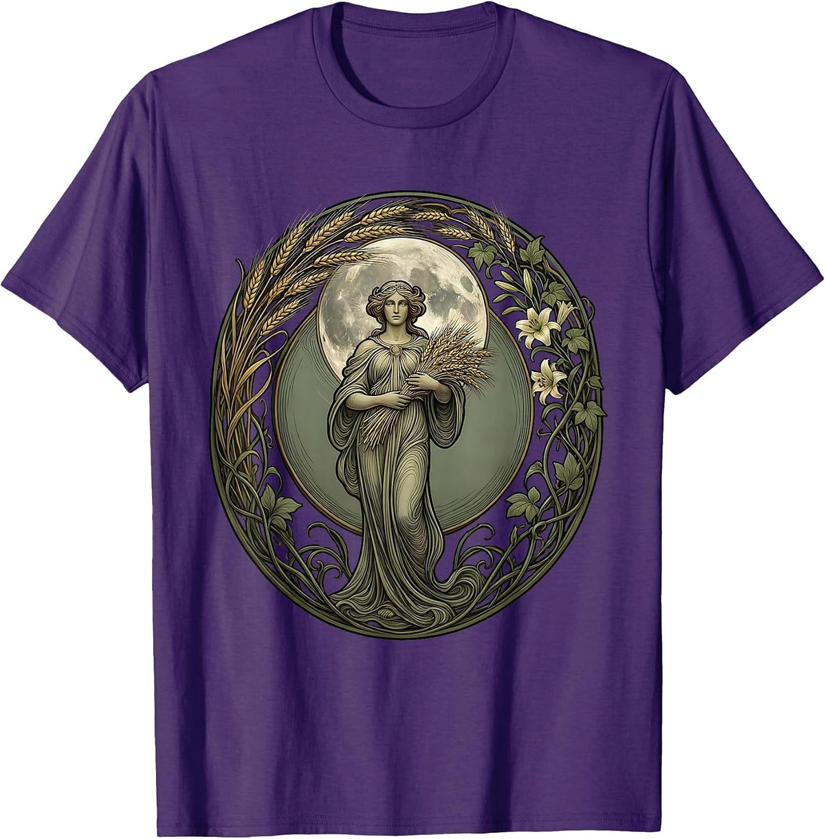 Virgo Harvest Moon Robed Figure Astrology T-Shirt - Purple