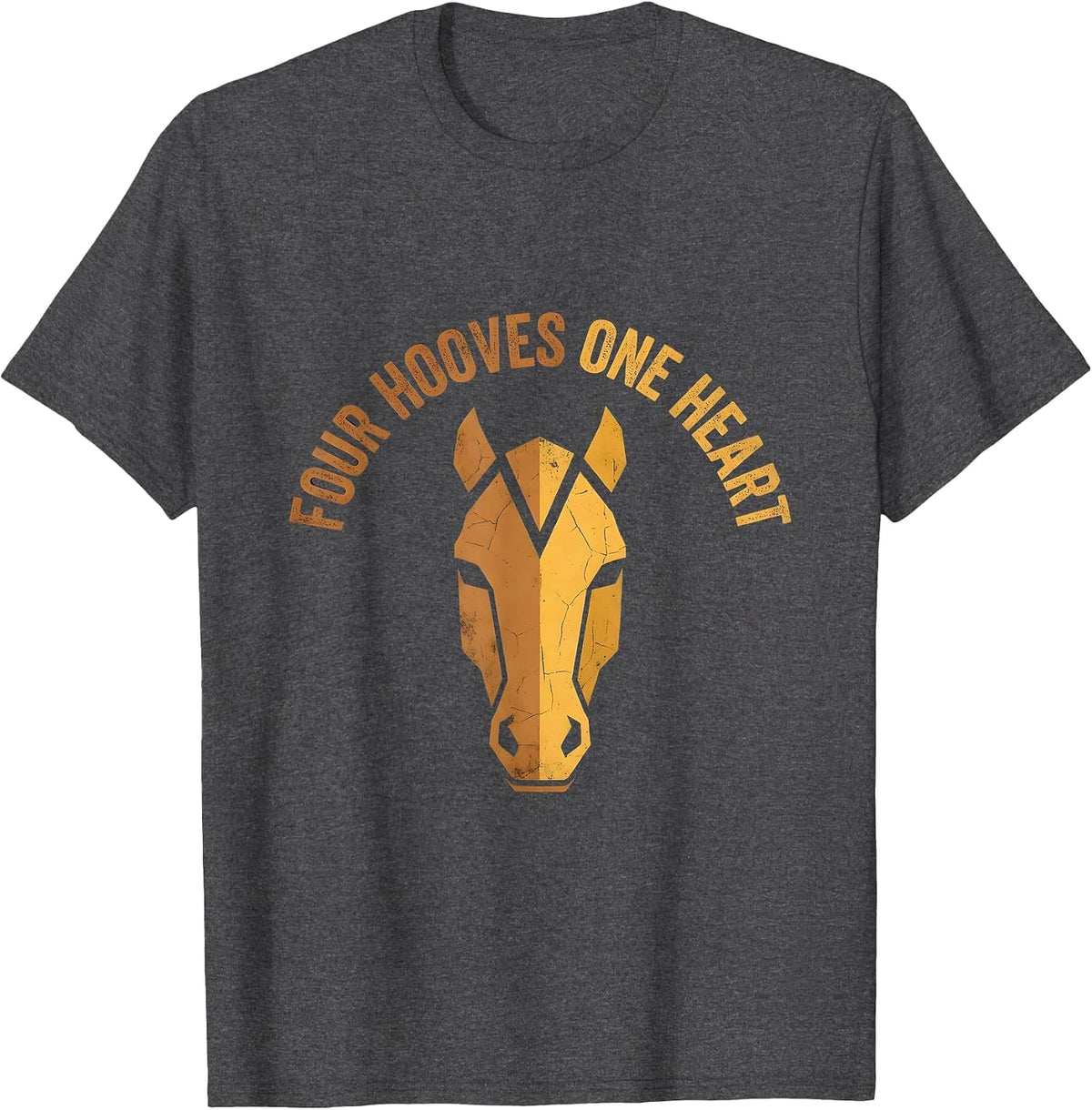 Four Hooves One Heart Horse Lover Design T-Shirt - Dark Heather Grey