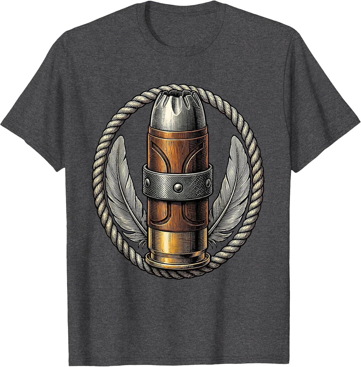 Men's Duck Band Shotgun Shell Hunting Graphic T-Shirt - Dark Heather Grey