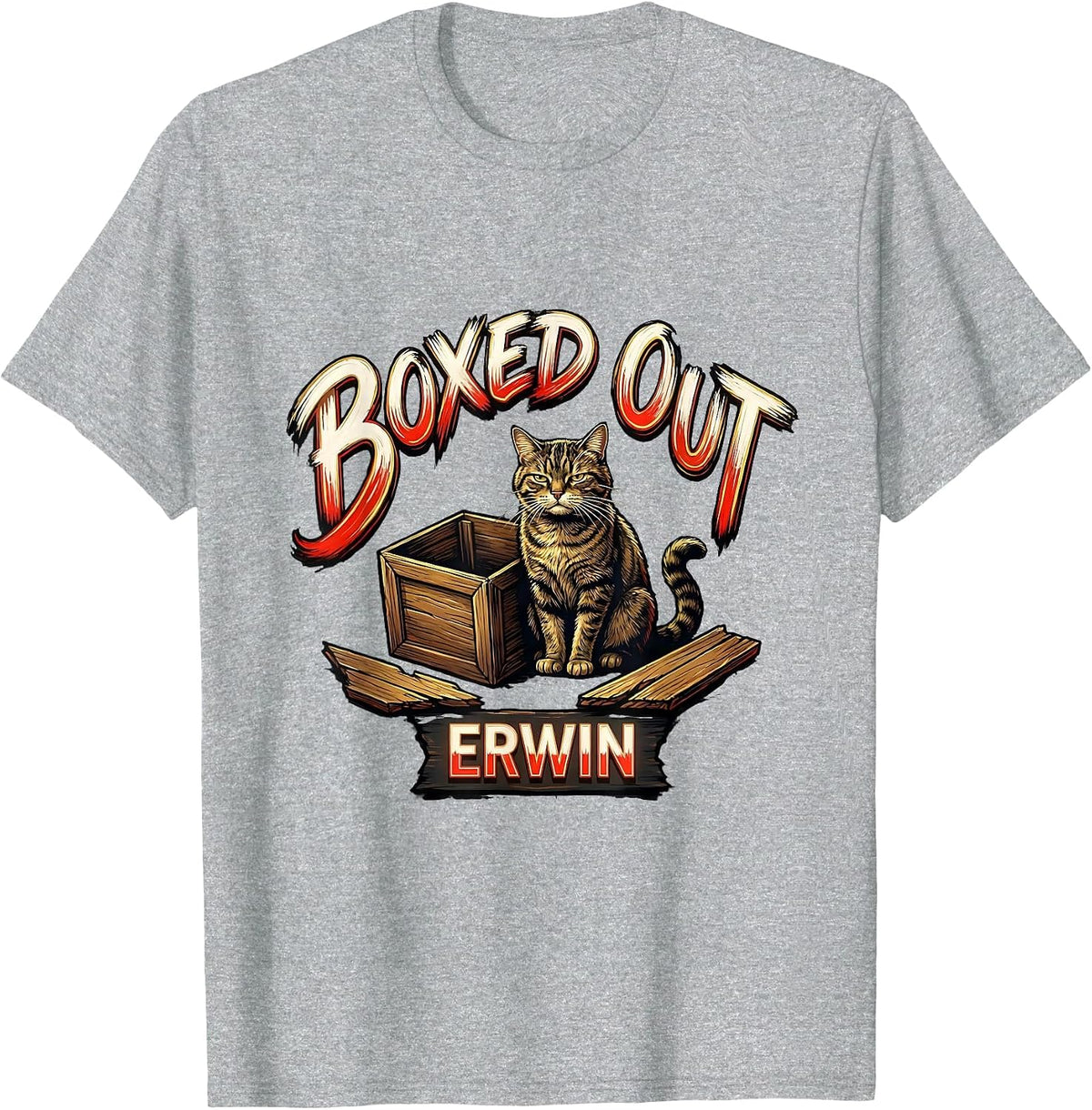 Men's Boxed Out Erwin Funny Quantum Physics Cat Science Teacher T-Shirt - Heather Grey