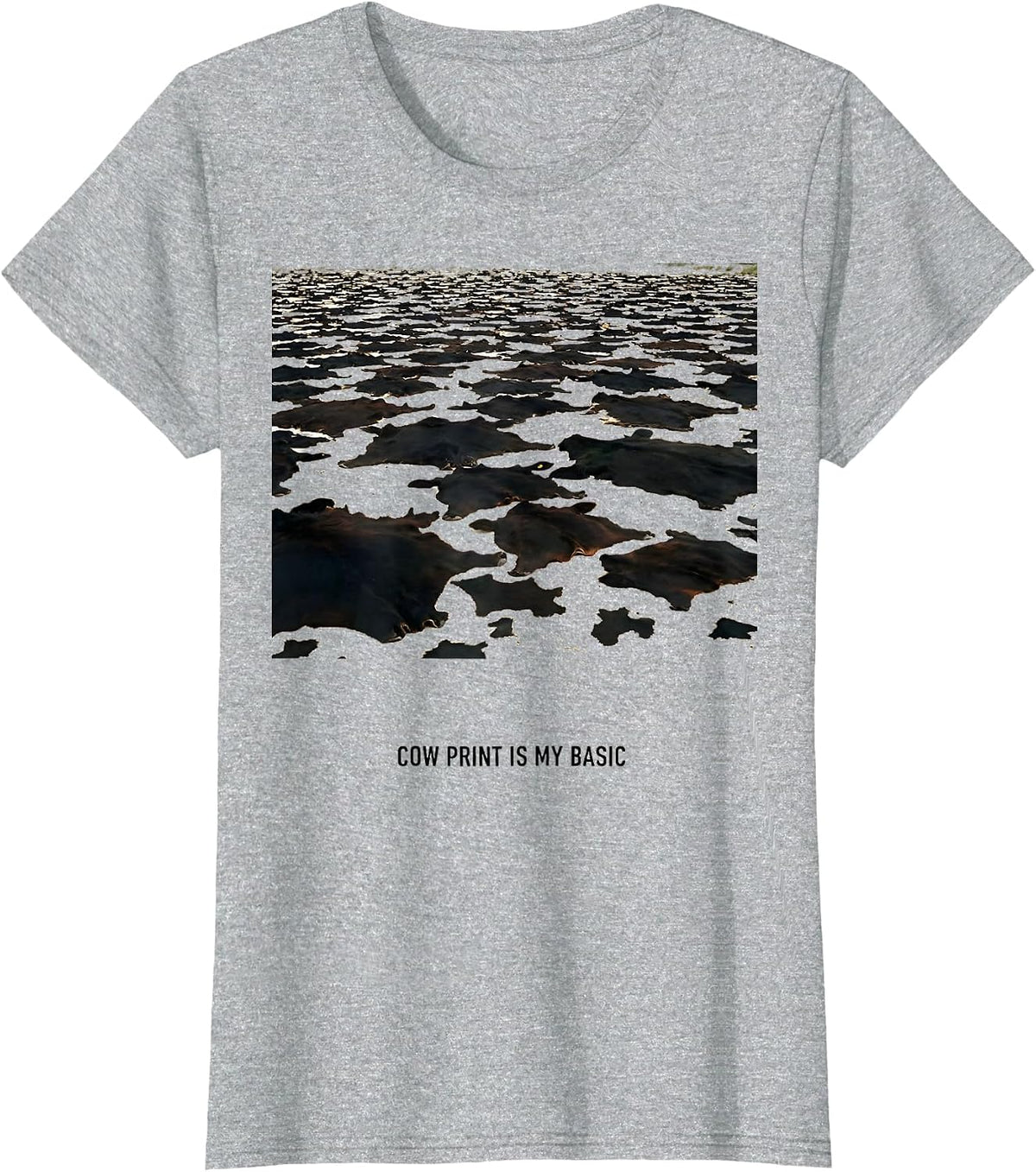 Cow Print Is My Basic Bold Animal Print Fashion Lover T-Shirt - Heather Grey