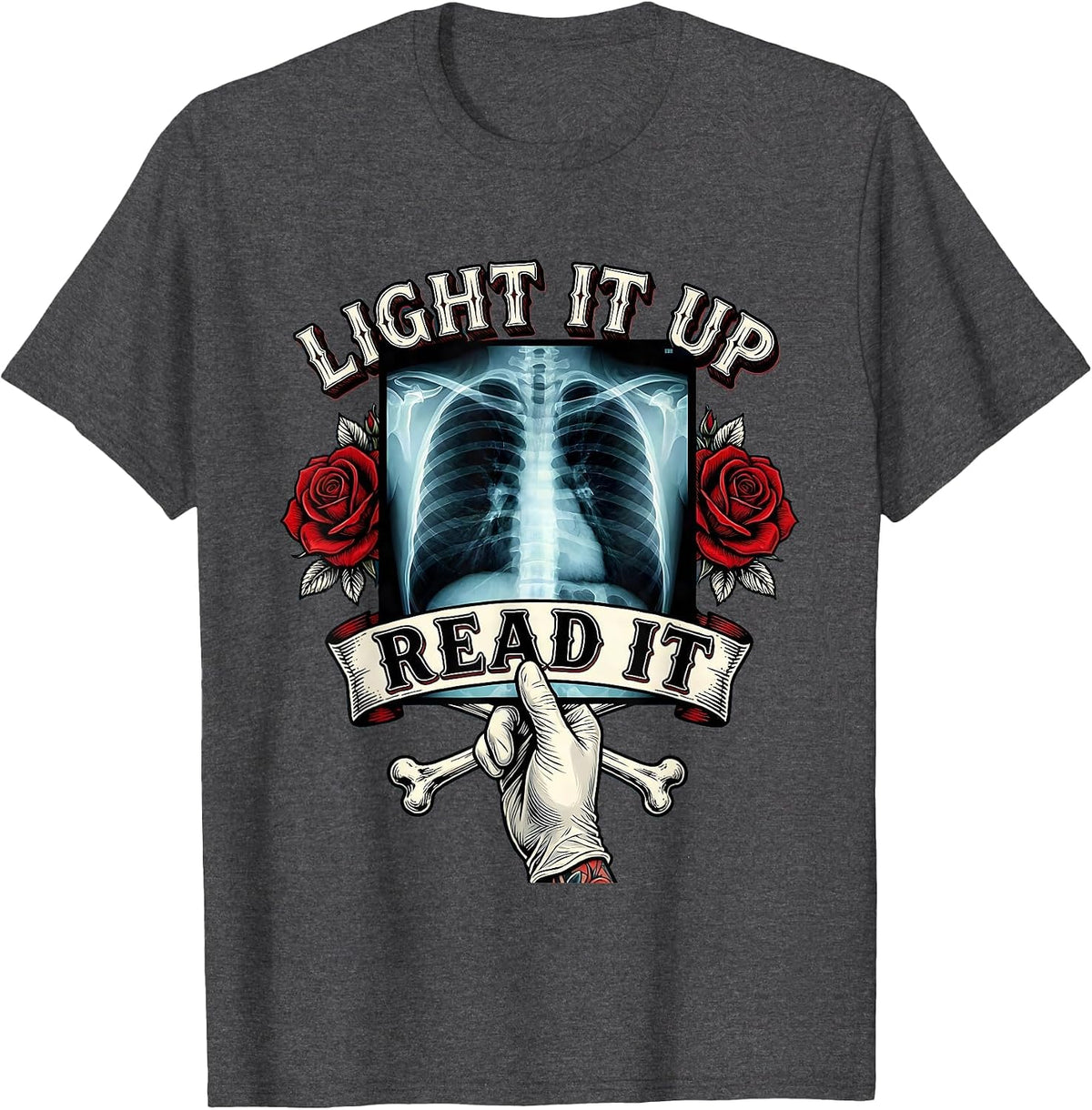 Men's Light It Up Read It Radiology Design T-Shirt - Dark Heather Grey