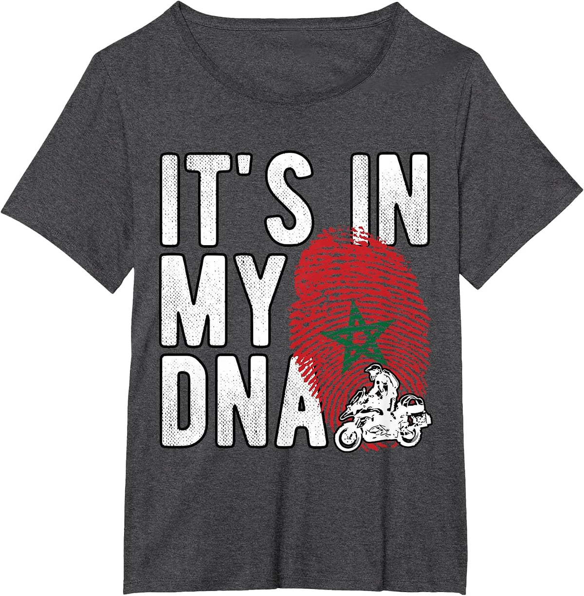 It's in My DNA Morocco Flag Moroccan Motorcycle Rider Proud T-Shirt - Dark Heather Grey