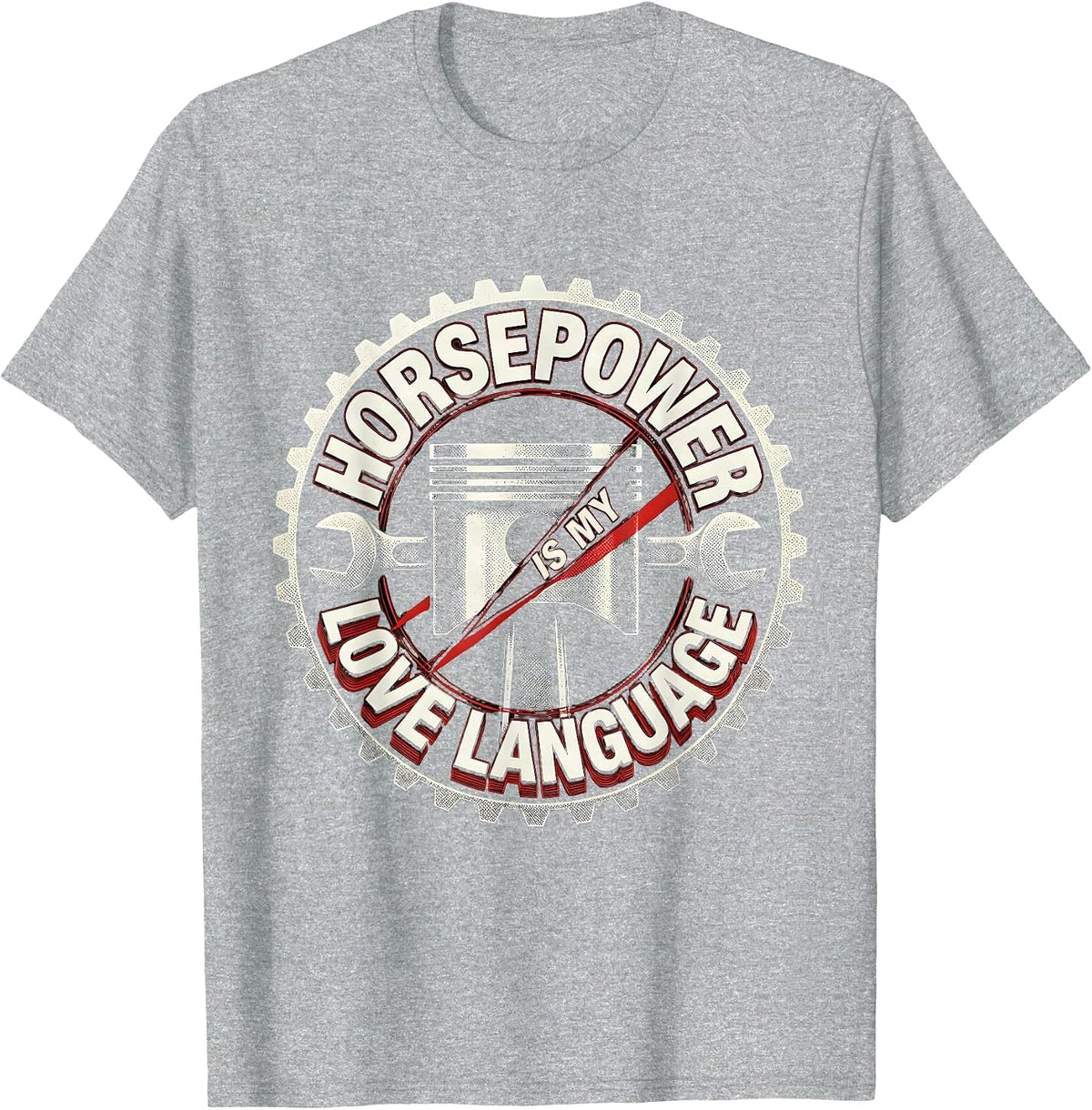 Men's Horsepower Is My Love Language Mechanic Design T-Shirt - Heather Grey