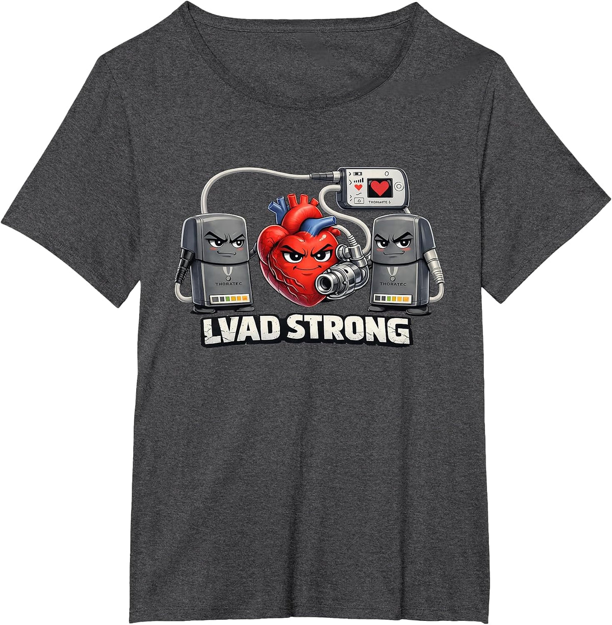LVAD Strong Ventricular Assist Device Hero T-Shirt - Dark Heather Grey