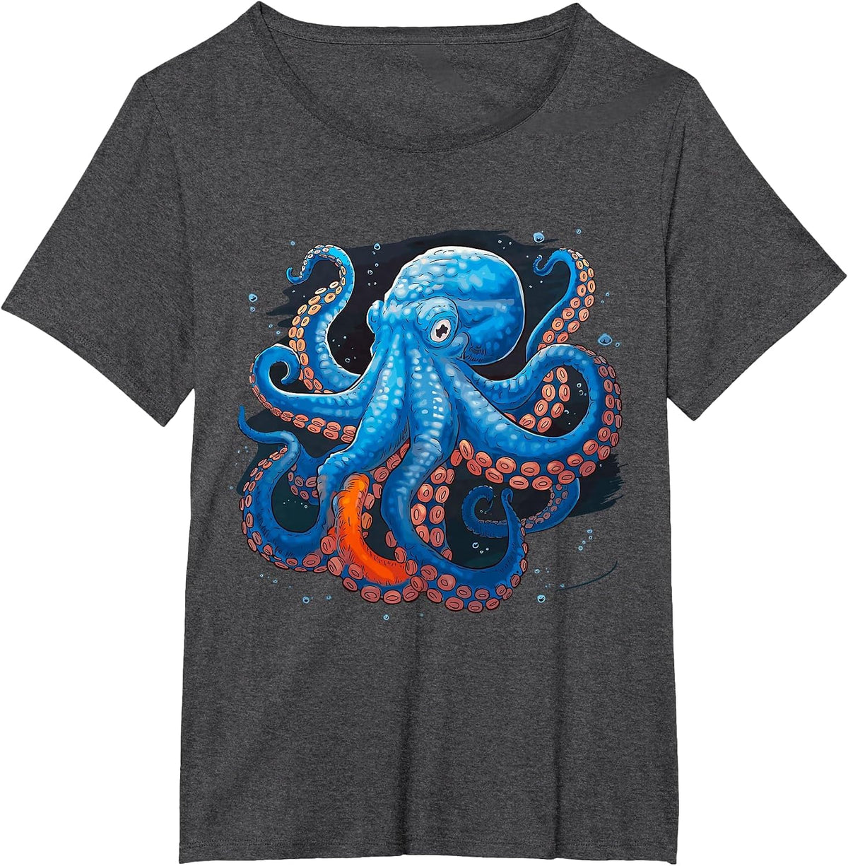 Blue Octopus T-Shirt - Dark Heather Grey