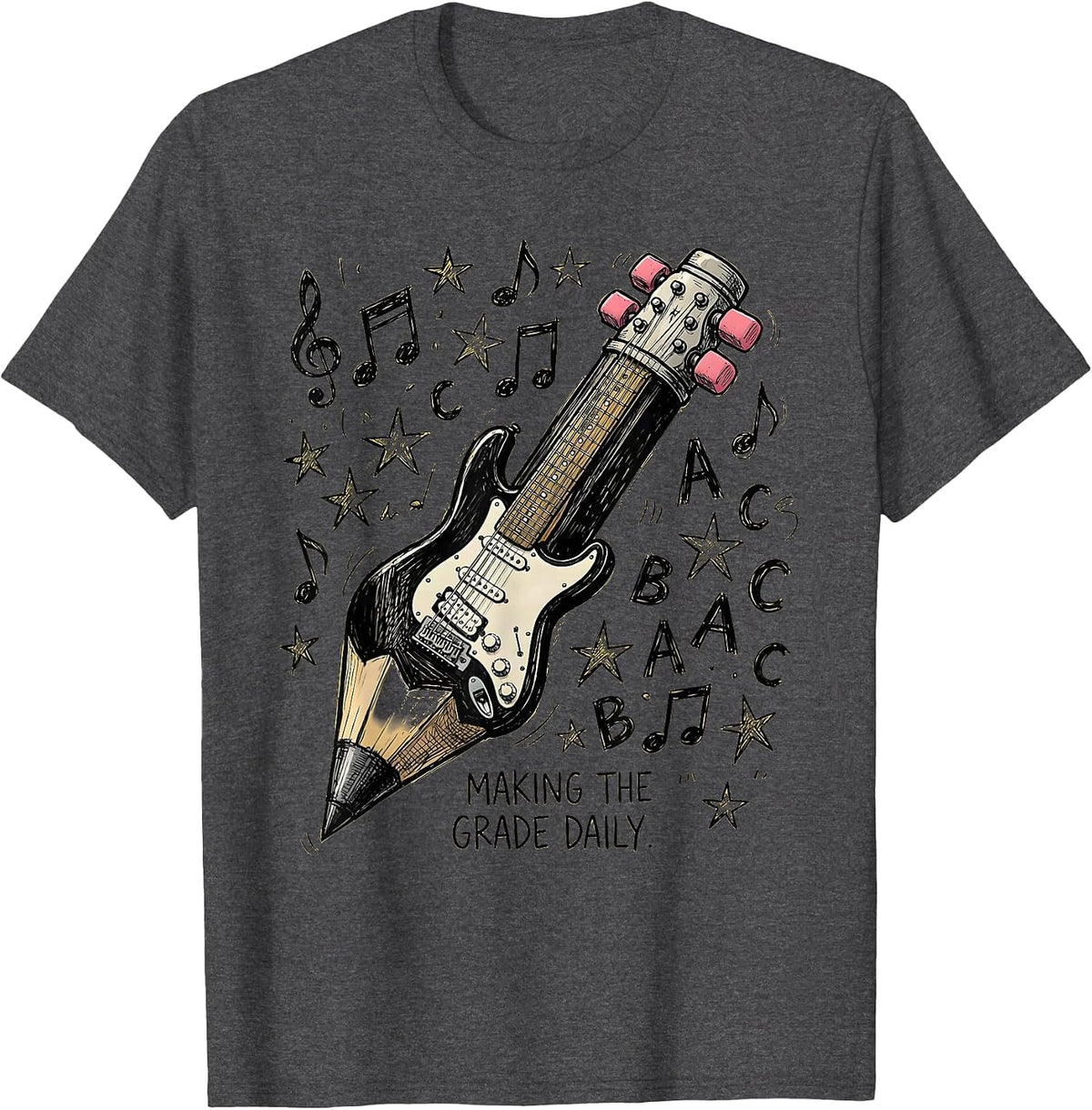 Men's Rock Your School Making the Grade Daily Design T-Shirt - Dark Heather Grey