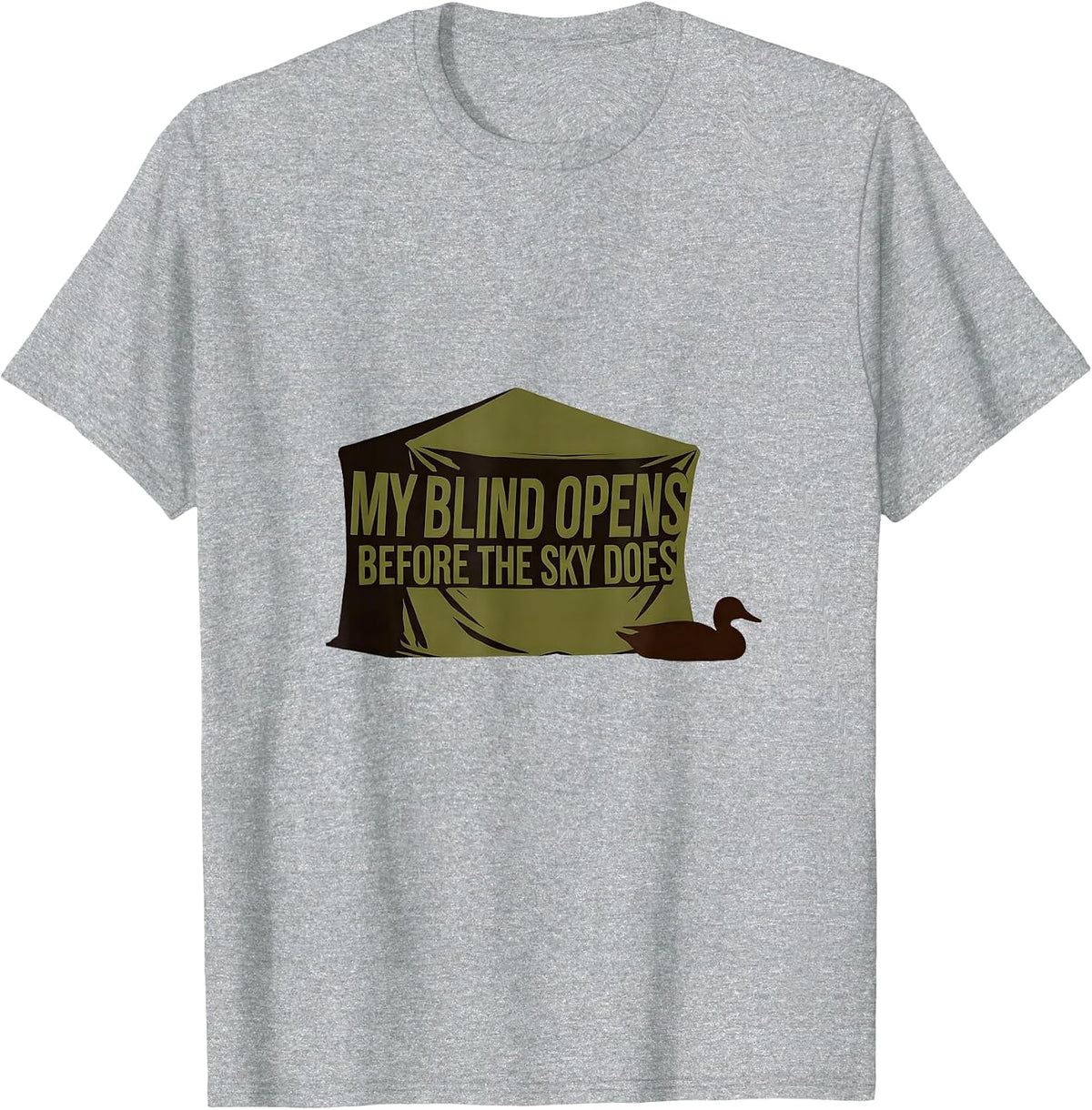 Men's My Blind Opens Before The Sky Does Minimalist Duck Hunting T-Shirt - Heather Grey