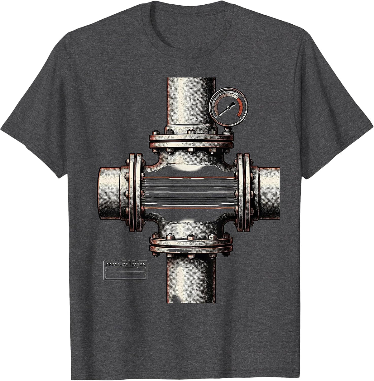 Men's Pressure Tester Funny Plumber Pipefitter Occupational Humor T-Shirt - Dark Heather Grey