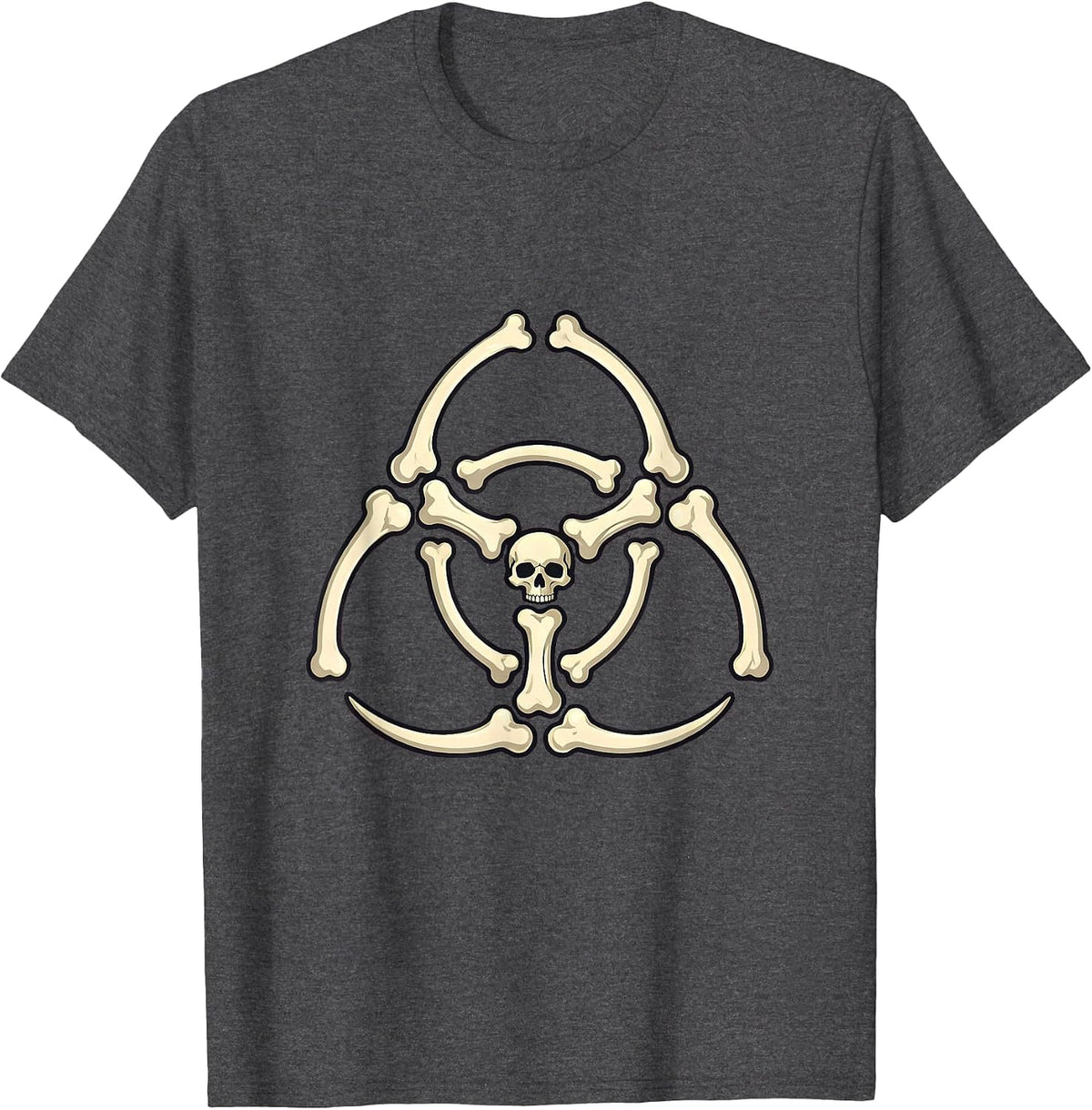 Men's Radiation Warning Bones Radiology Graphic T-Shirt - Dark Heather Grey