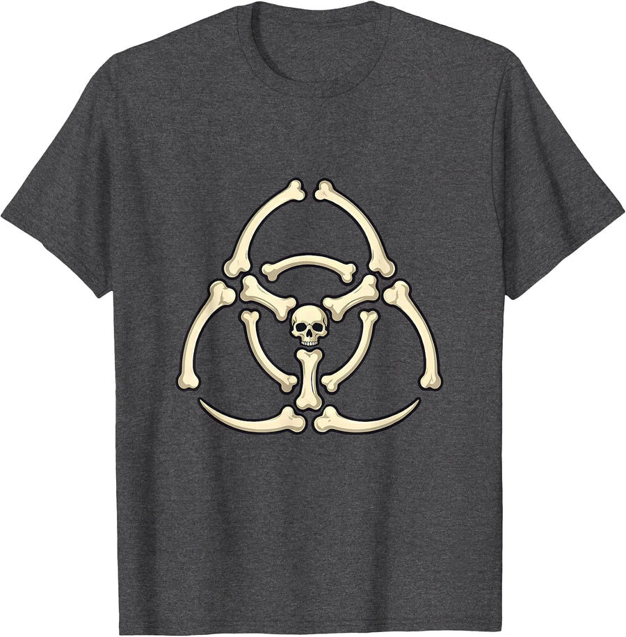 Men's Radiation Warning Bones Radiology Graphic T-Shirt - Dark Heather Grey