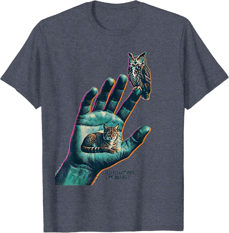 I Pet Every Animal, Some Just Once Funny Animal Lover Humor T-Shirt - Heather Blue