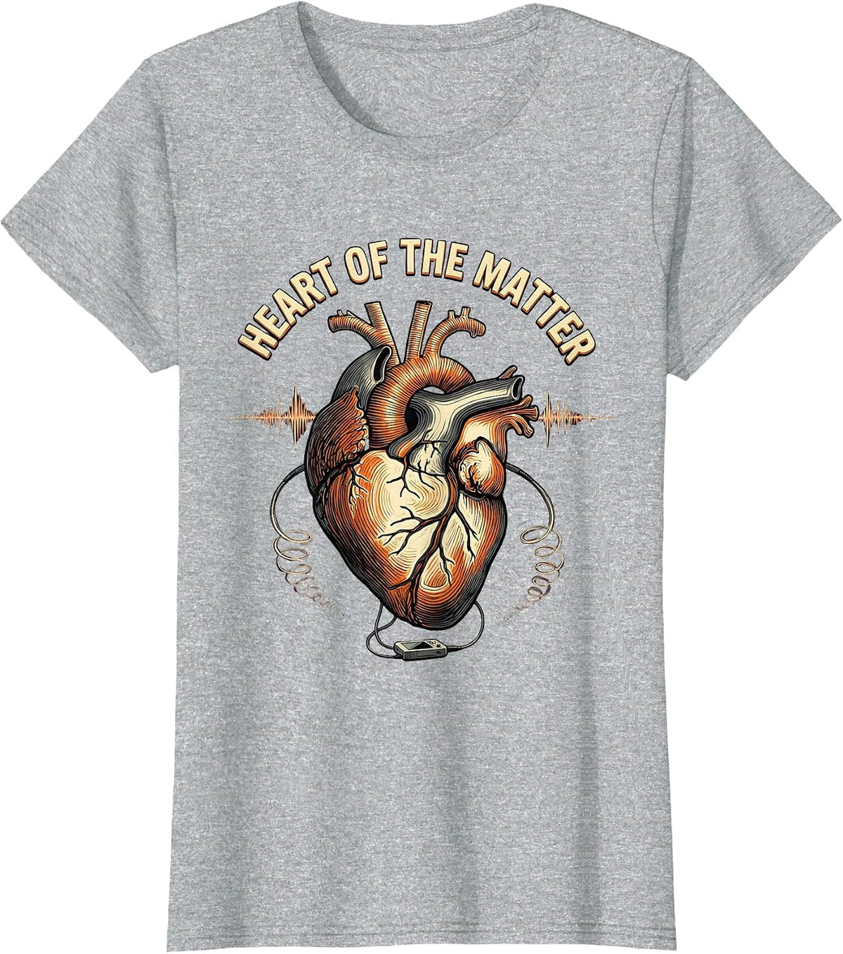 Heart Of The Matter Ultrasound Tech Sonographer Echo Humor T-Shirt - Heather Grey