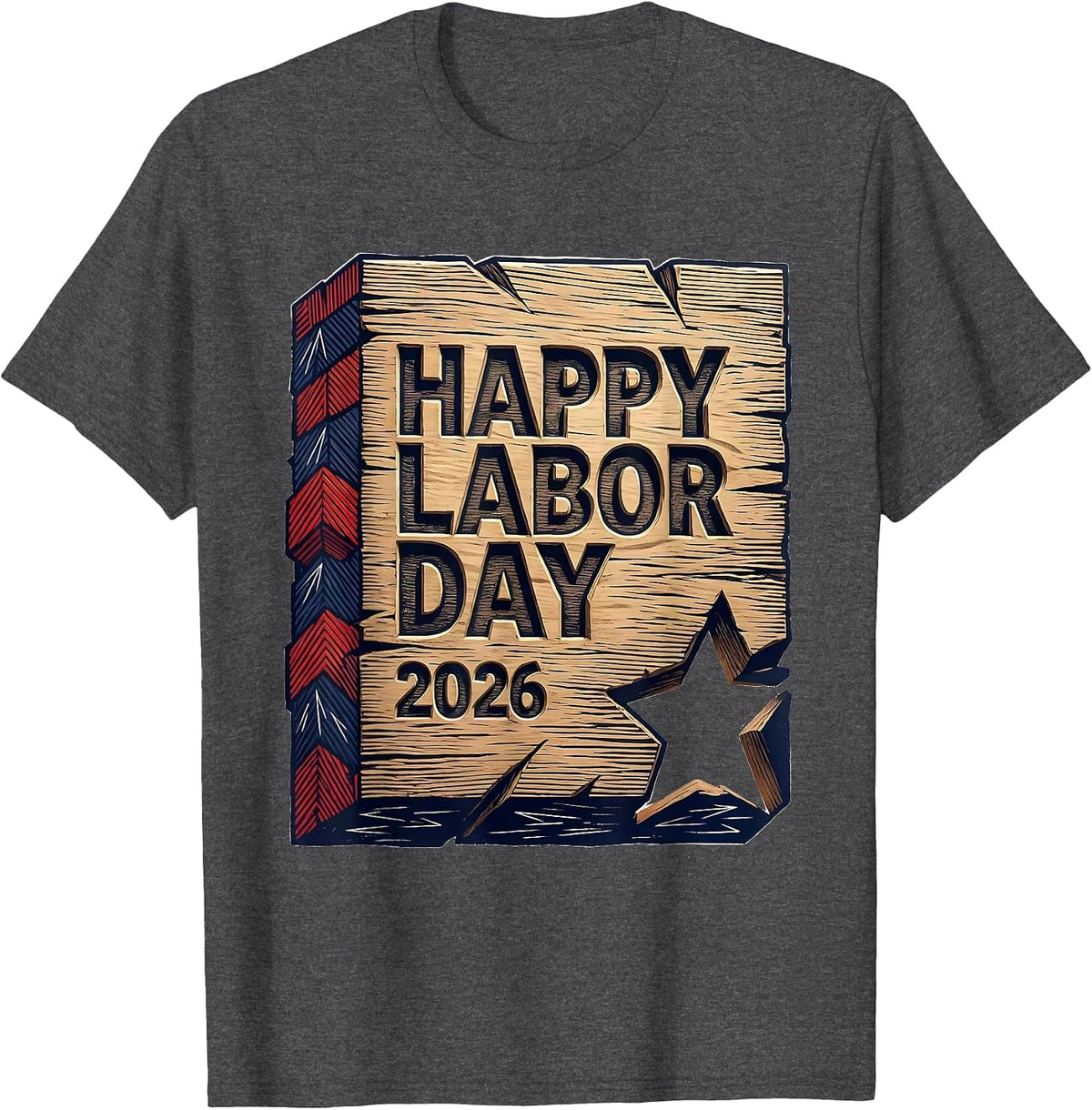 Men's Happy Labor Day 2026 Patriotic Union Pride Labor Day Gift T-Shirt - Dark Heather Grey