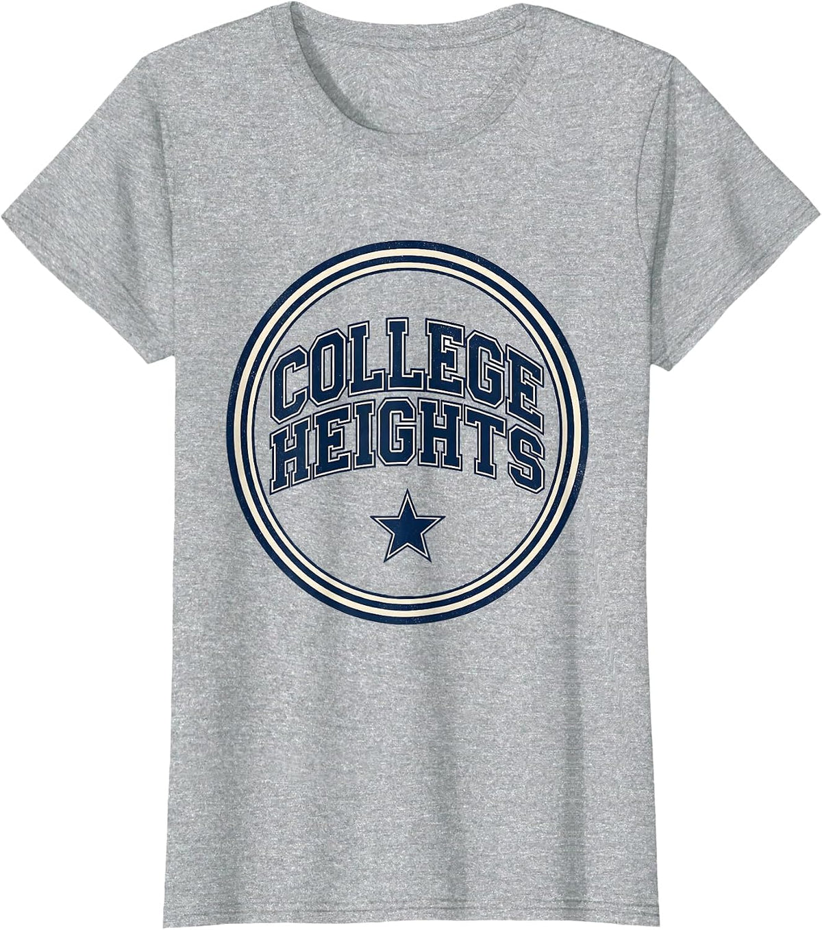 College Heights Vintage Arched Text Retro T-Shirt - Heather Grey