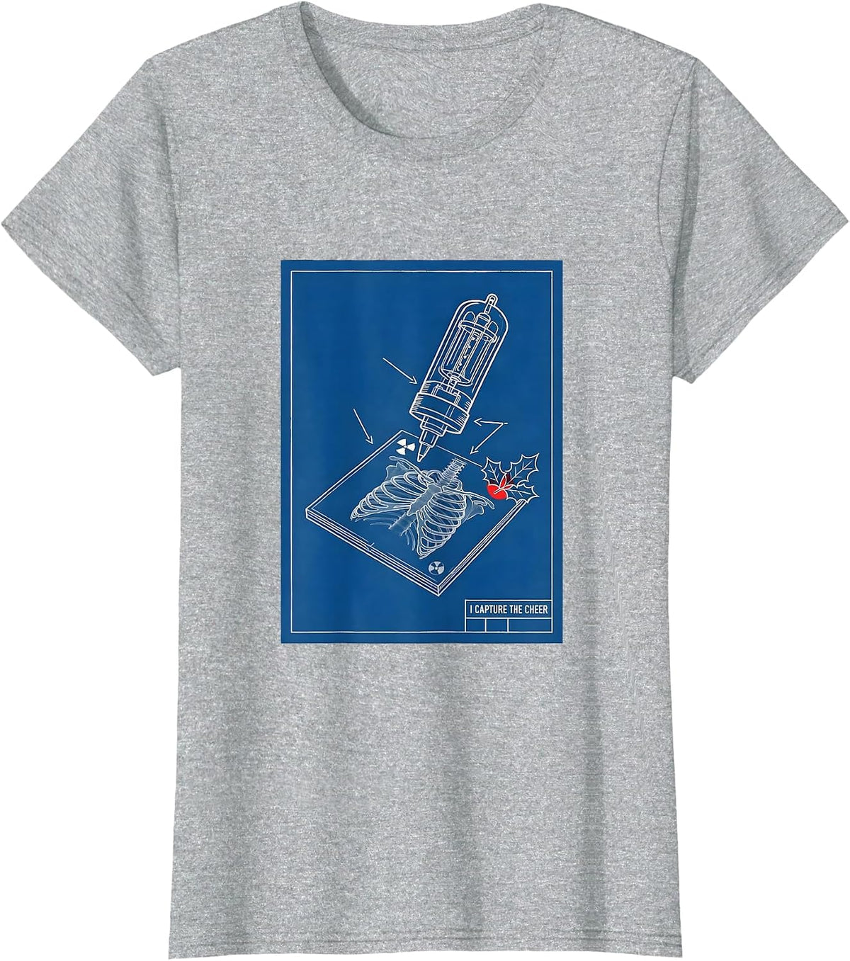 I Capture The Cheer Technical Blueprint Radiology Tech Humor T-Shirt - Heather Grey